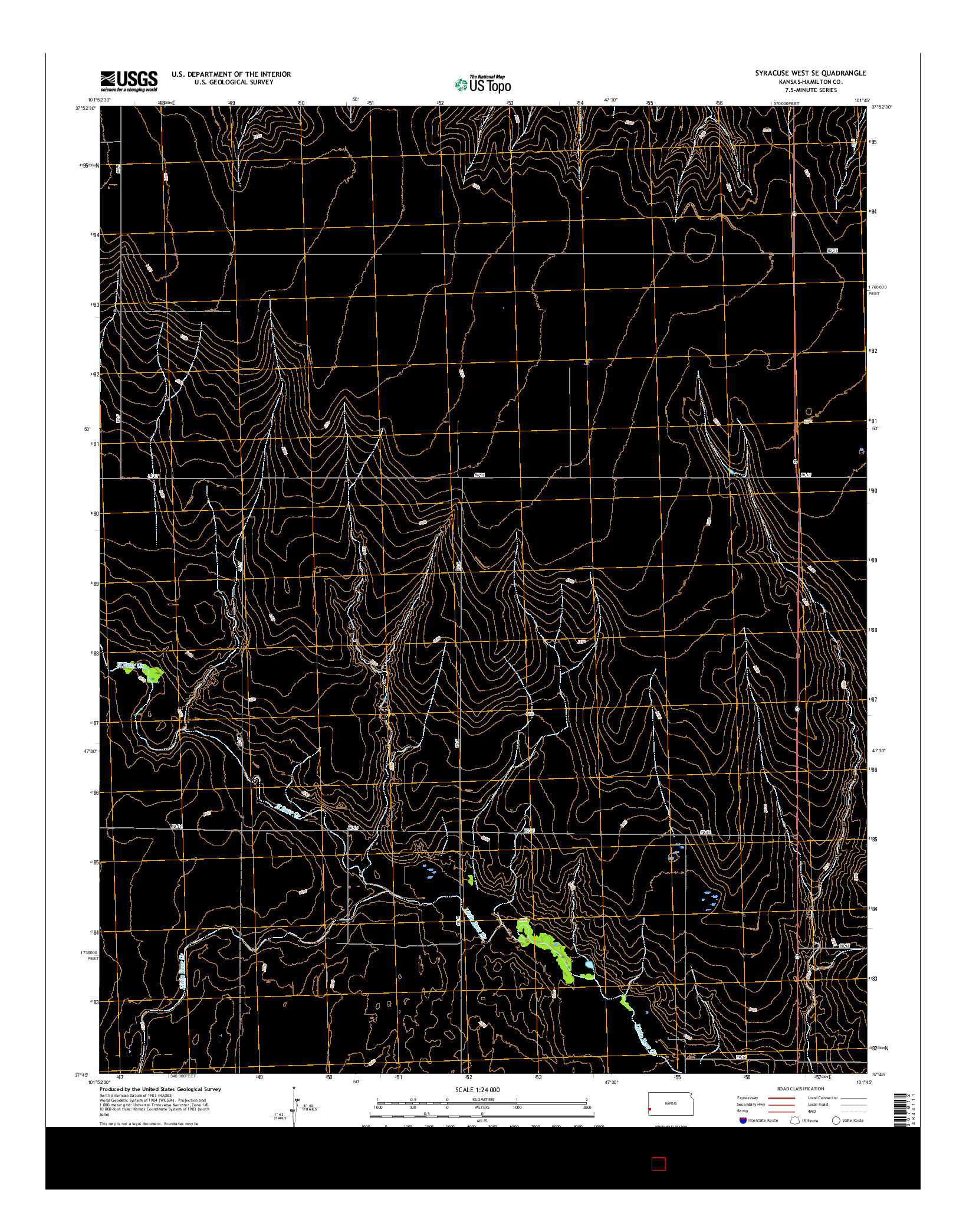 USGS US TOPO 7.5-MINUTE MAP FOR SYRACUSE WEST SE, KS 2015
