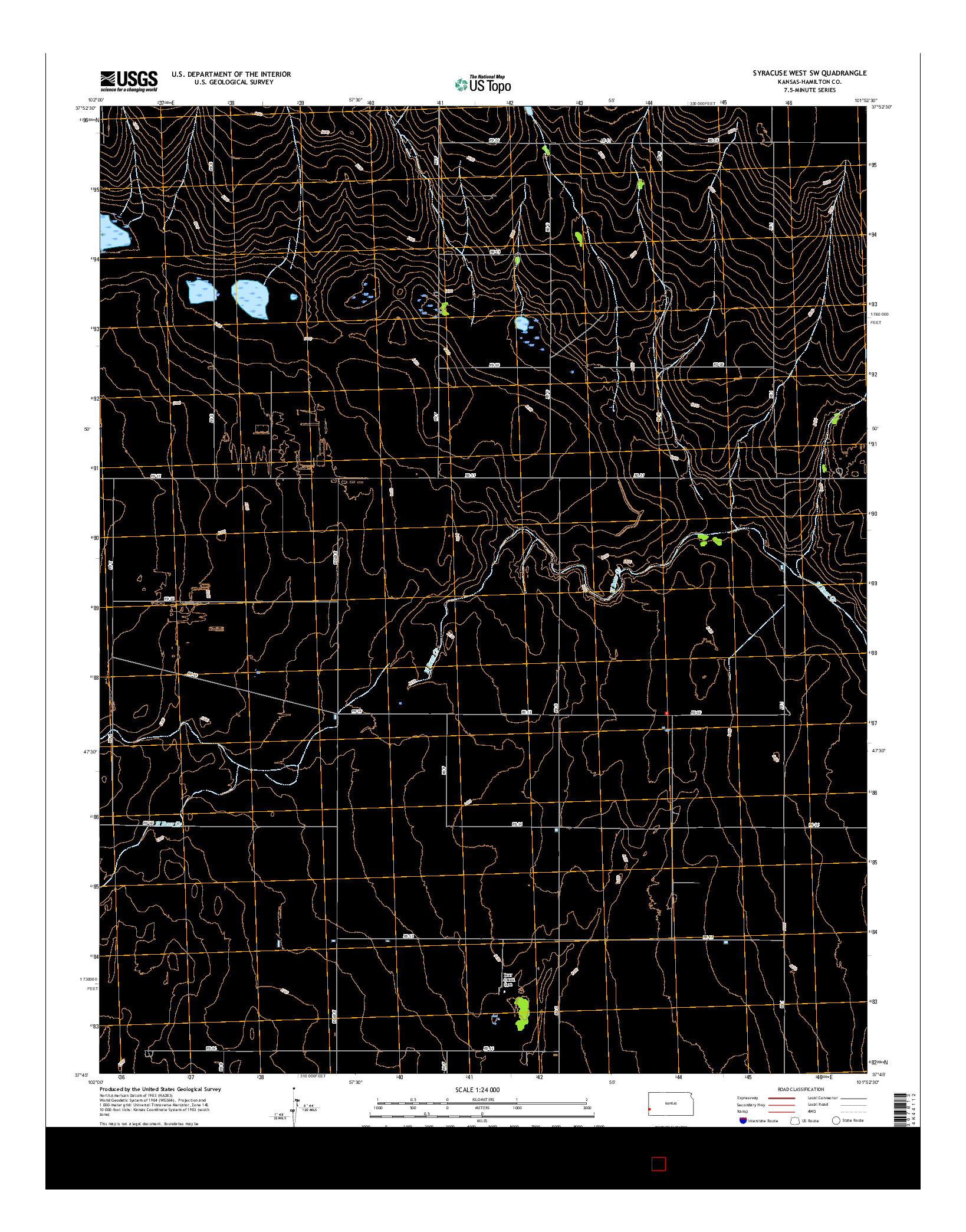 USGS US TOPO 7.5-MINUTE MAP FOR SYRACUSE WEST SW, KS 2015