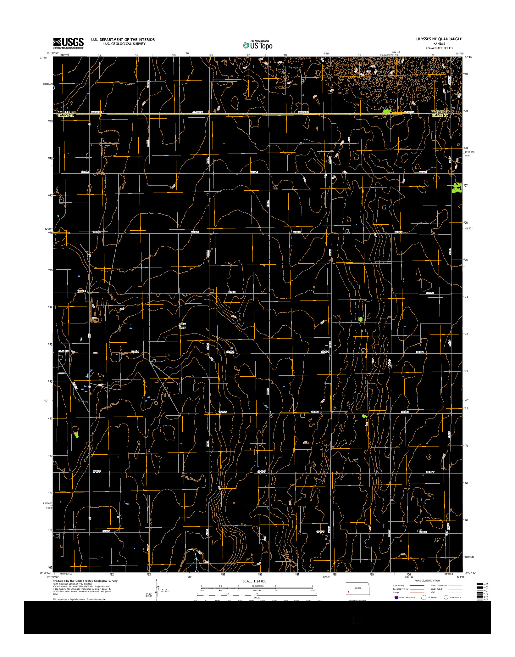 USGS US TOPO 7.5-MINUTE MAP FOR ULYSSES NE, KS 2015