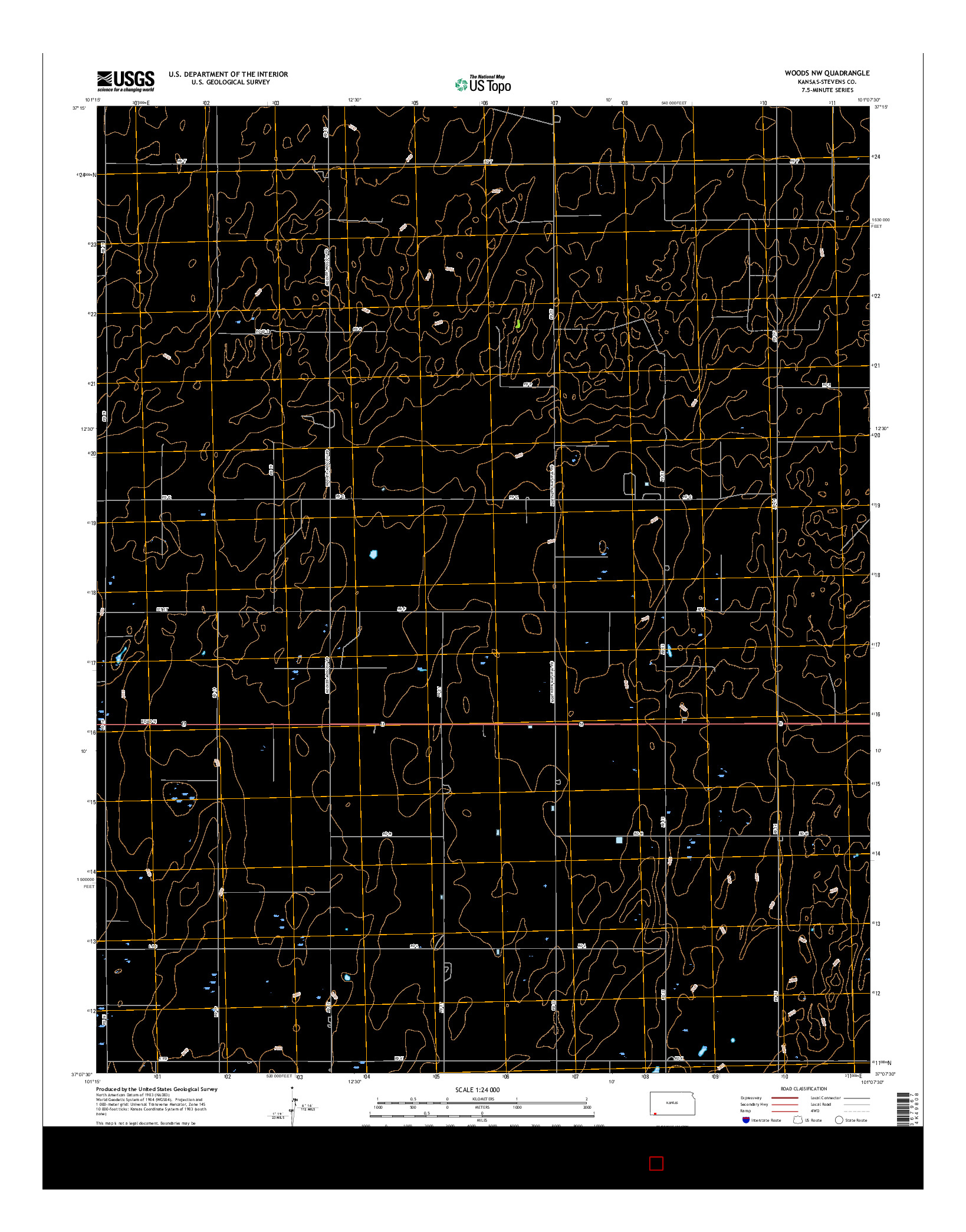 USGS US TOPO 7.5-MINUTE MAP FOR WOODS NW, KS 2015
