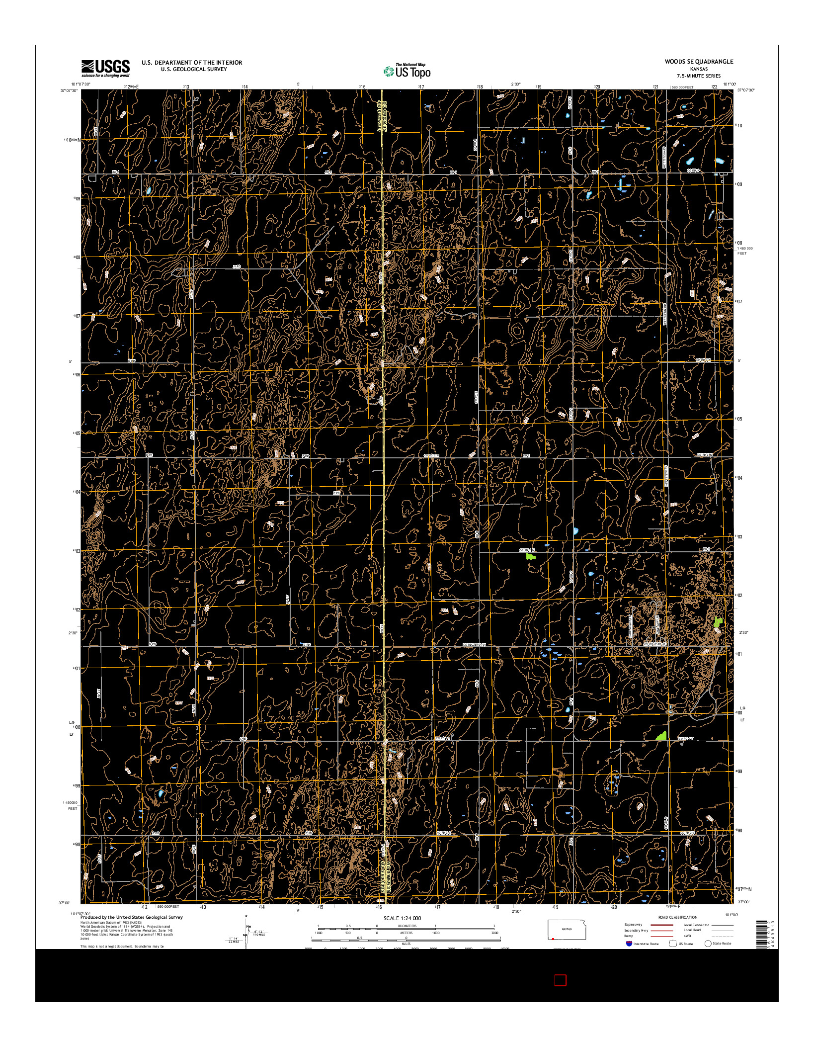 USGS US TOPO 7.5-MINUTE MAP FOR WOODS SE, KS 2015