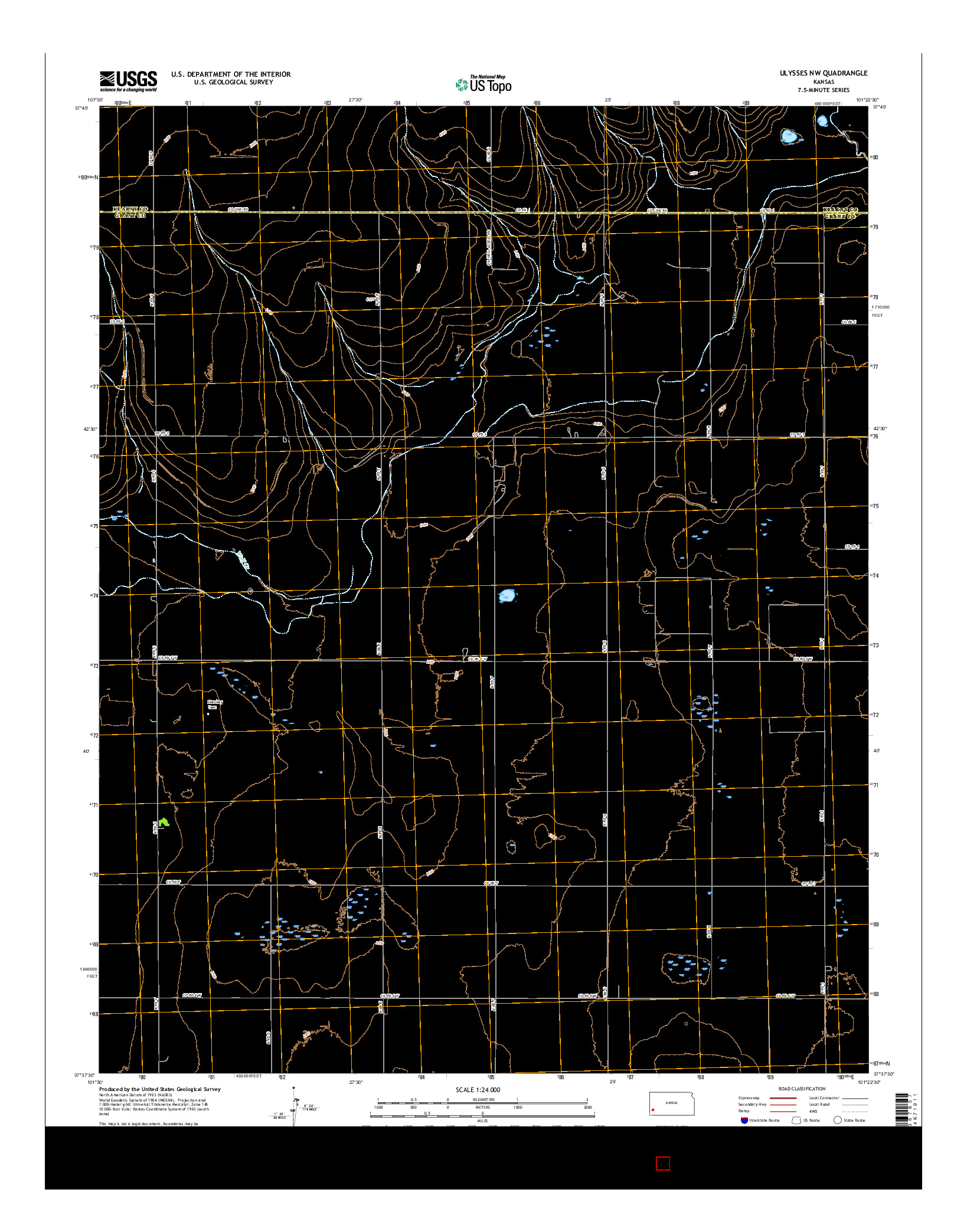 USGS US TOPO 7.5-MINUTE MAP FOR ULYSSES NW, KS 2015