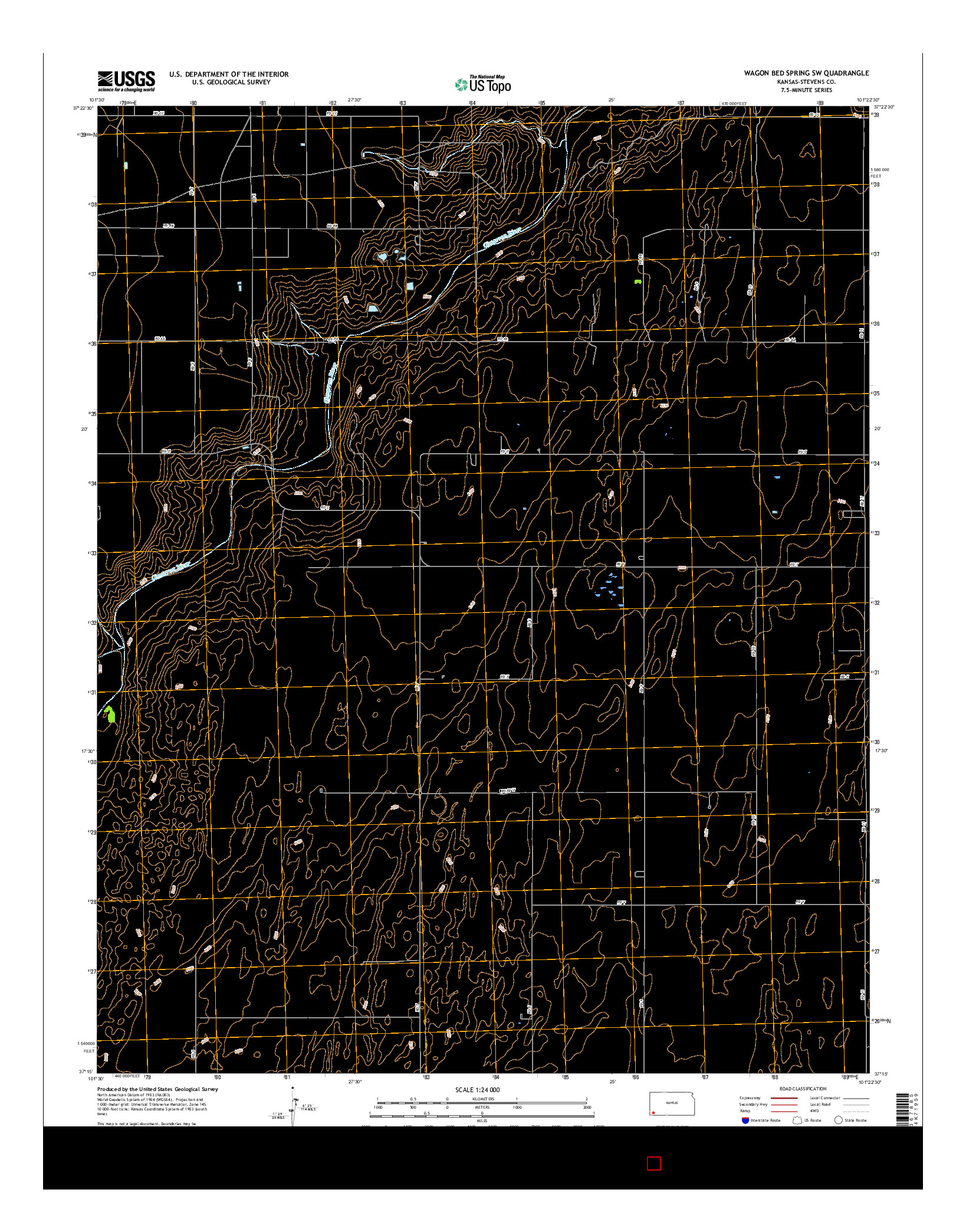 USGS US TOPO 7.5-MINUTE MAP FOR WAGON BED SPRING SW, KS 2015