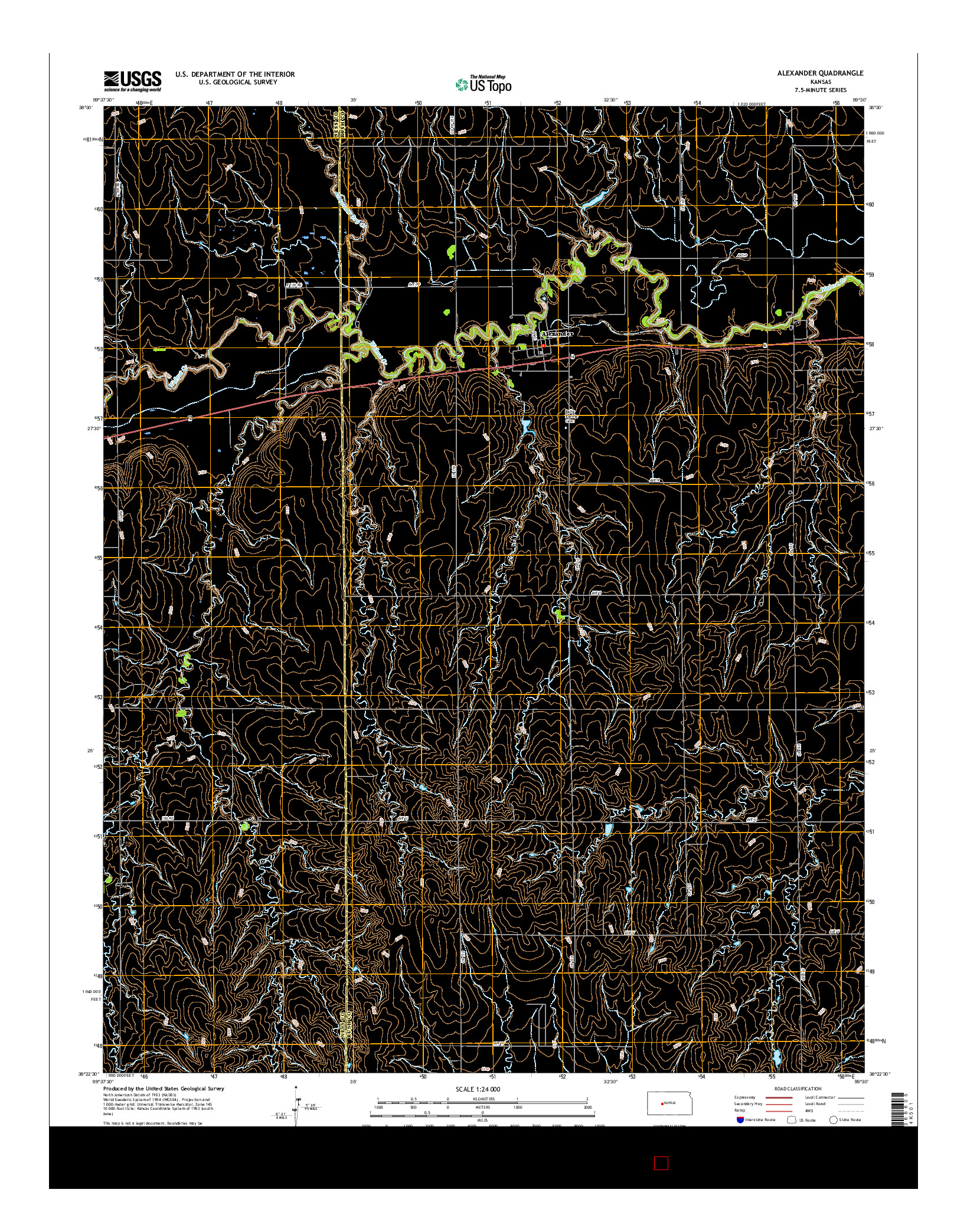 USGS US TOPO 7.5-MINUTE MAP FOR ALEXANDER, KS 2015