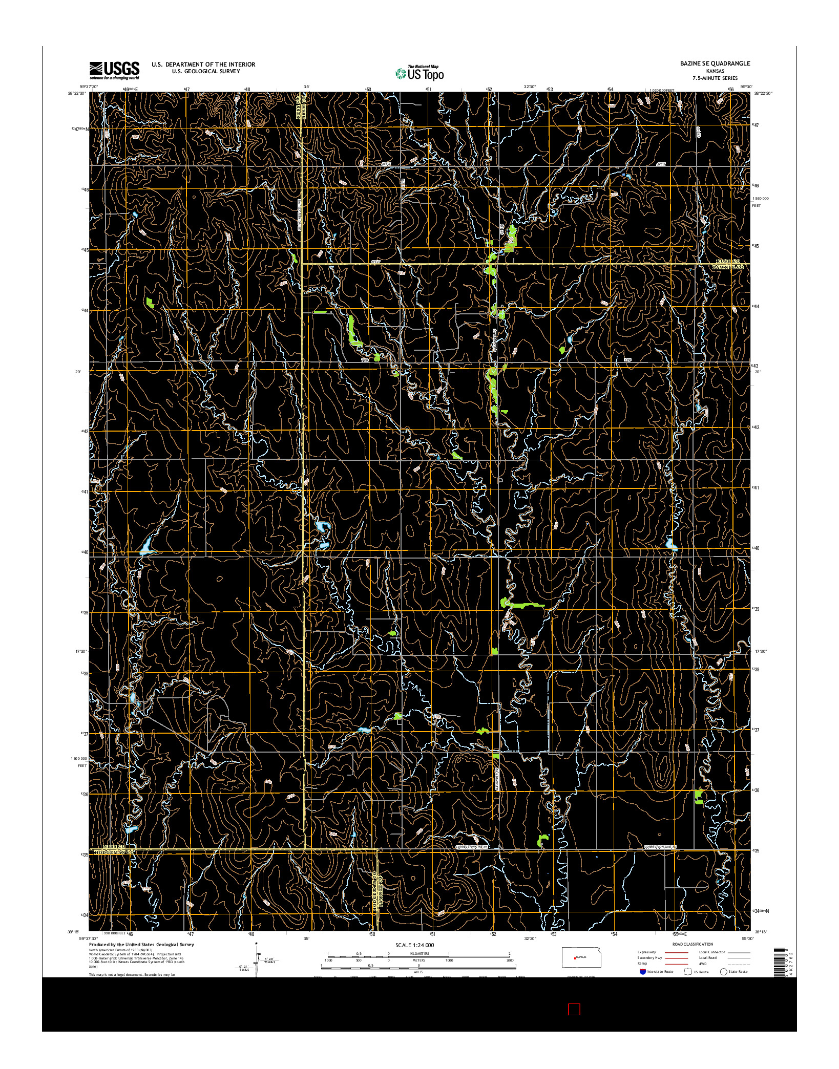 USGS US TOPO 7.5-MINUTE MAP FOR BAZINE SE, KS 2015