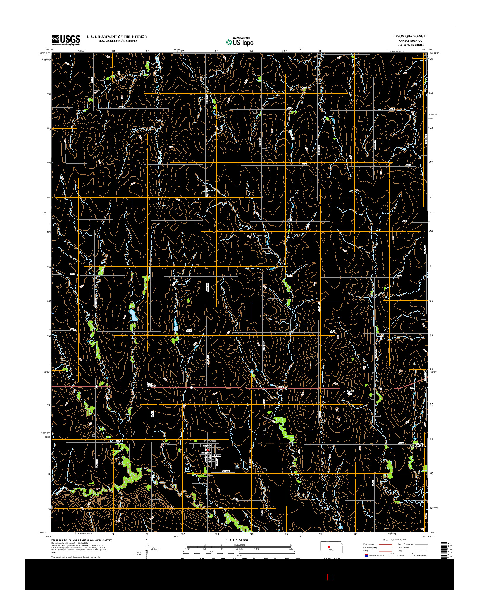 USGS US TOPO 7.5-MINUTE MAP FOR BISON, KS 2015