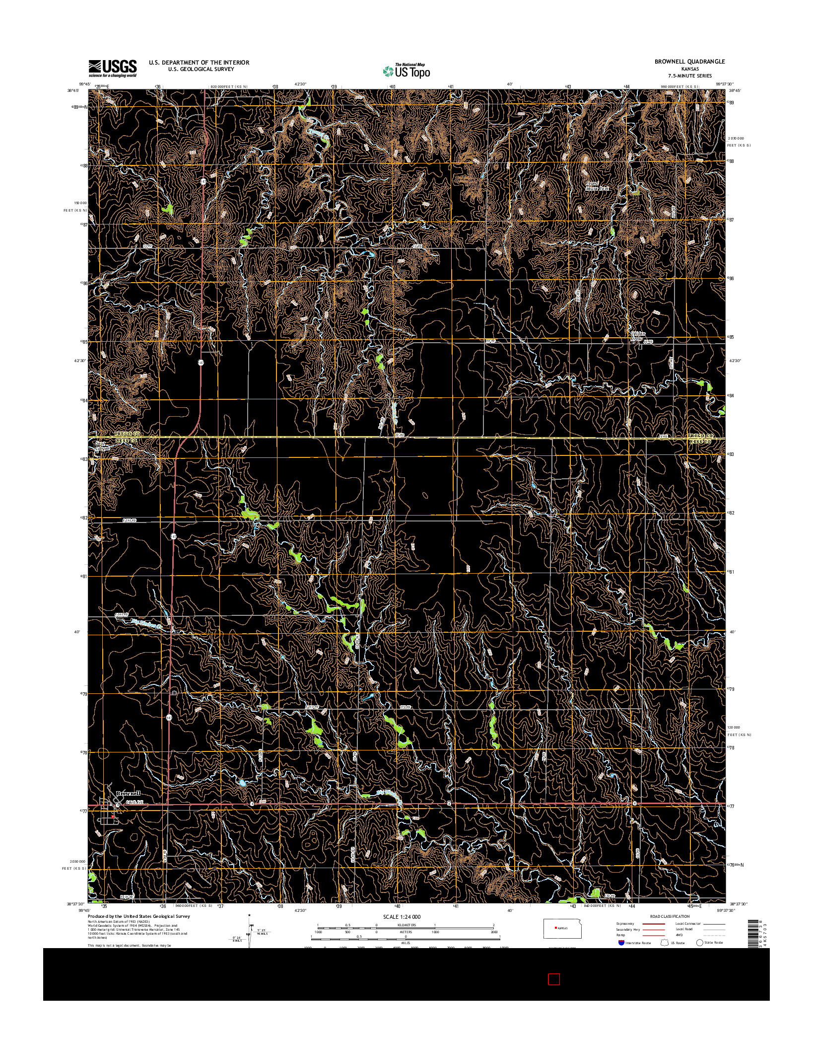 USGS US TOPO 7.5-MINUTE MAP FOR BROWNELL, KS 2015