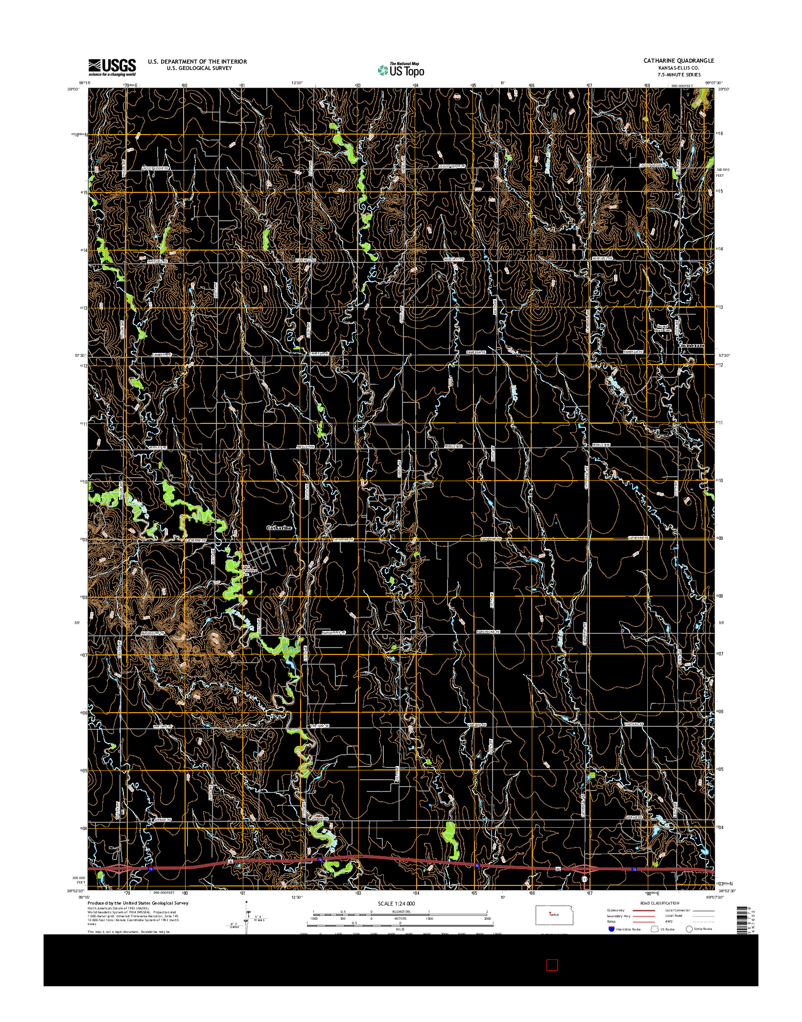 USGS US TOPO 7.5-MINUTE MAP FOR CATHARINE, KS 2015