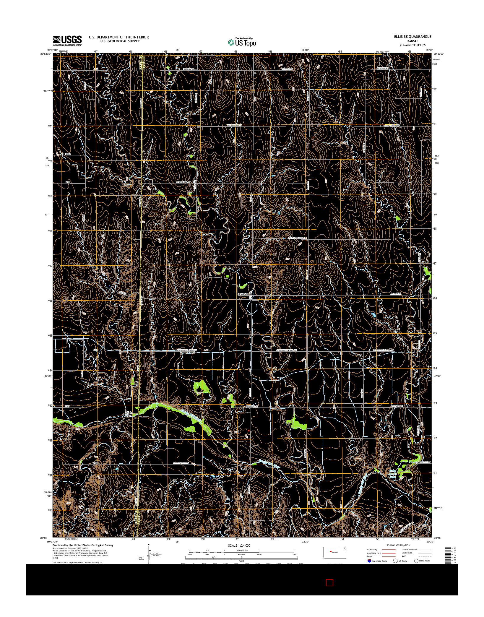 USGS US TOPO 7.5-MINUTE MAP FOR ELLIS SE, KS 2015