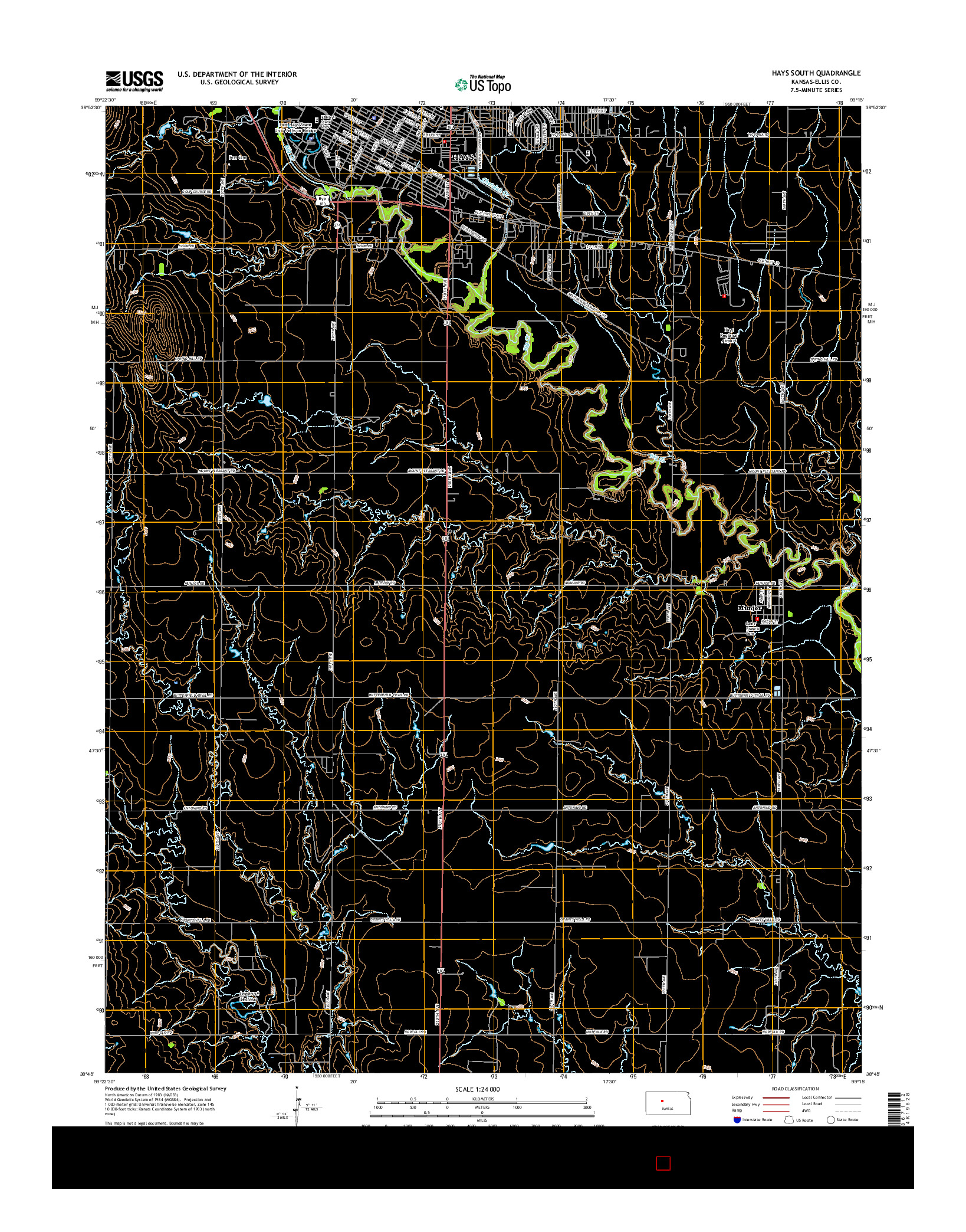 USGS US TOPO 7.5-MINUTE MAP FOR HAYS SOUTH, KS 2015