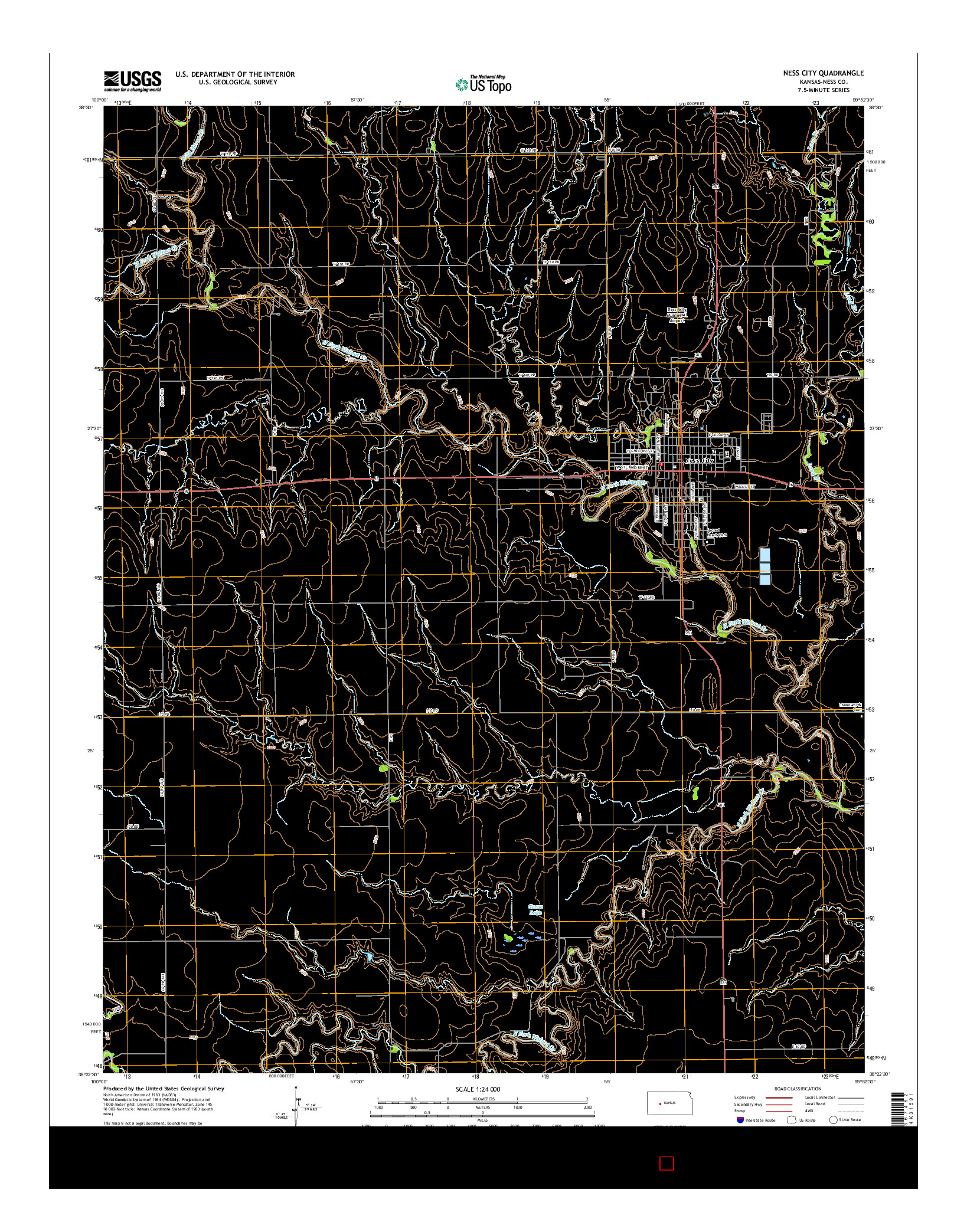 USGS US TOPO 7.5-MINUTE MAP FOR NESS CITY, KS 2015