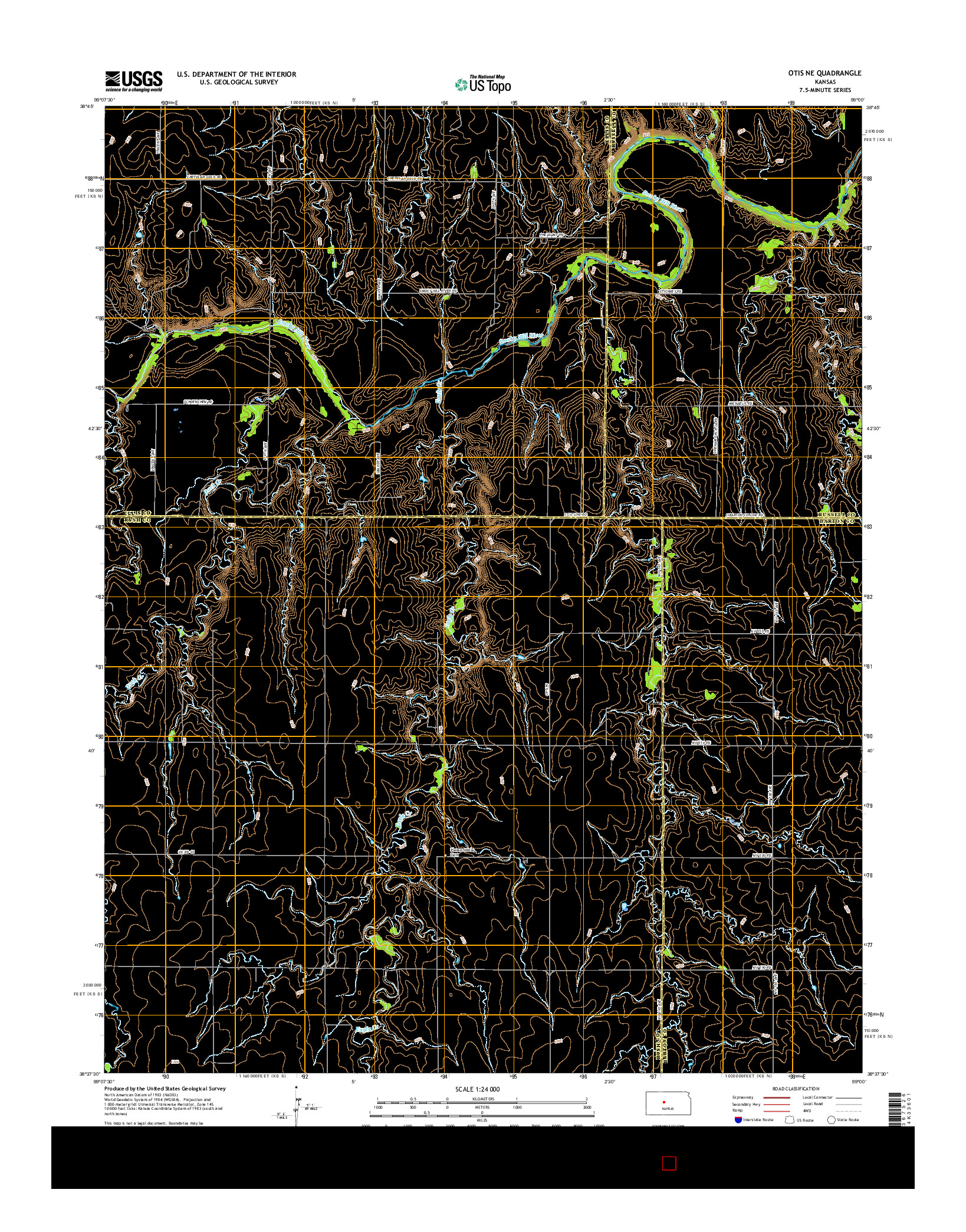 USGS US TOPO 7.5-MINUTE MAP FOR OTIS NE, KS 2015