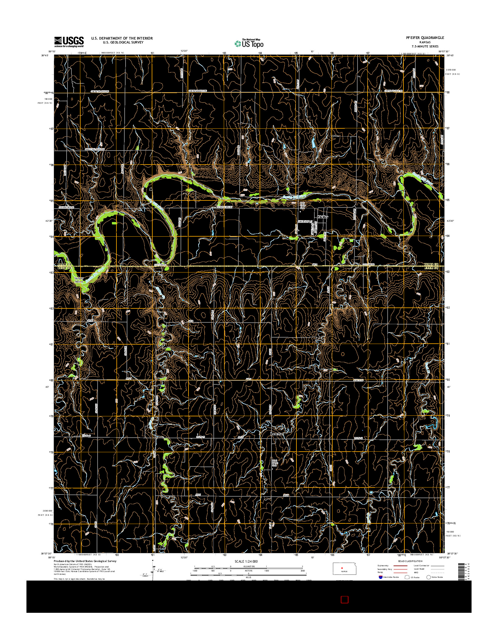 USGS US TOPO 7.5-MINUTE MAP FOR PFEIFER, KS 2015