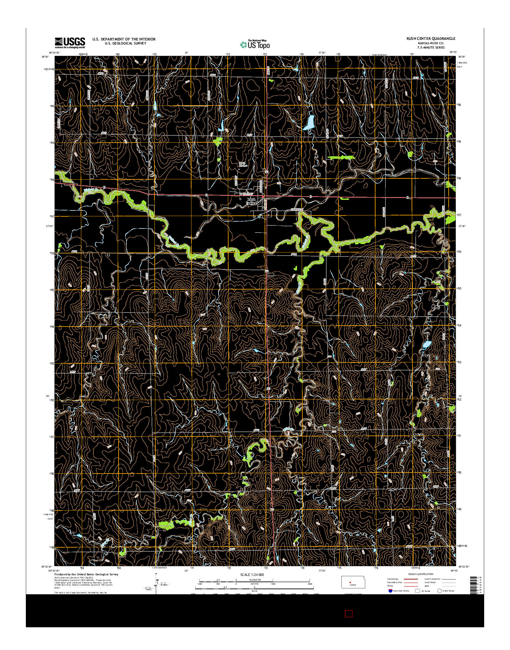 USGS US TOPO 7.5-MINUTE MAP FOR RUSH CENTER, KS 2015