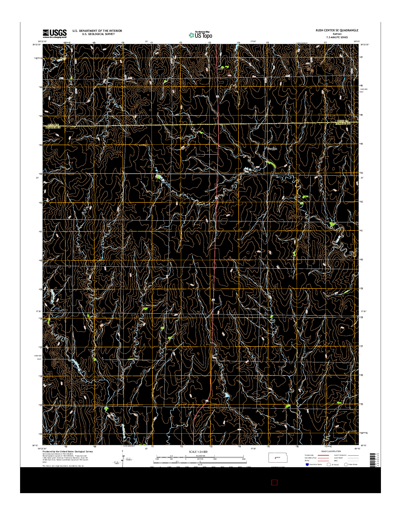 USGS US TOPO 7.5-MINUTE MAP FOR RUSH CENTER SE, KS 2015