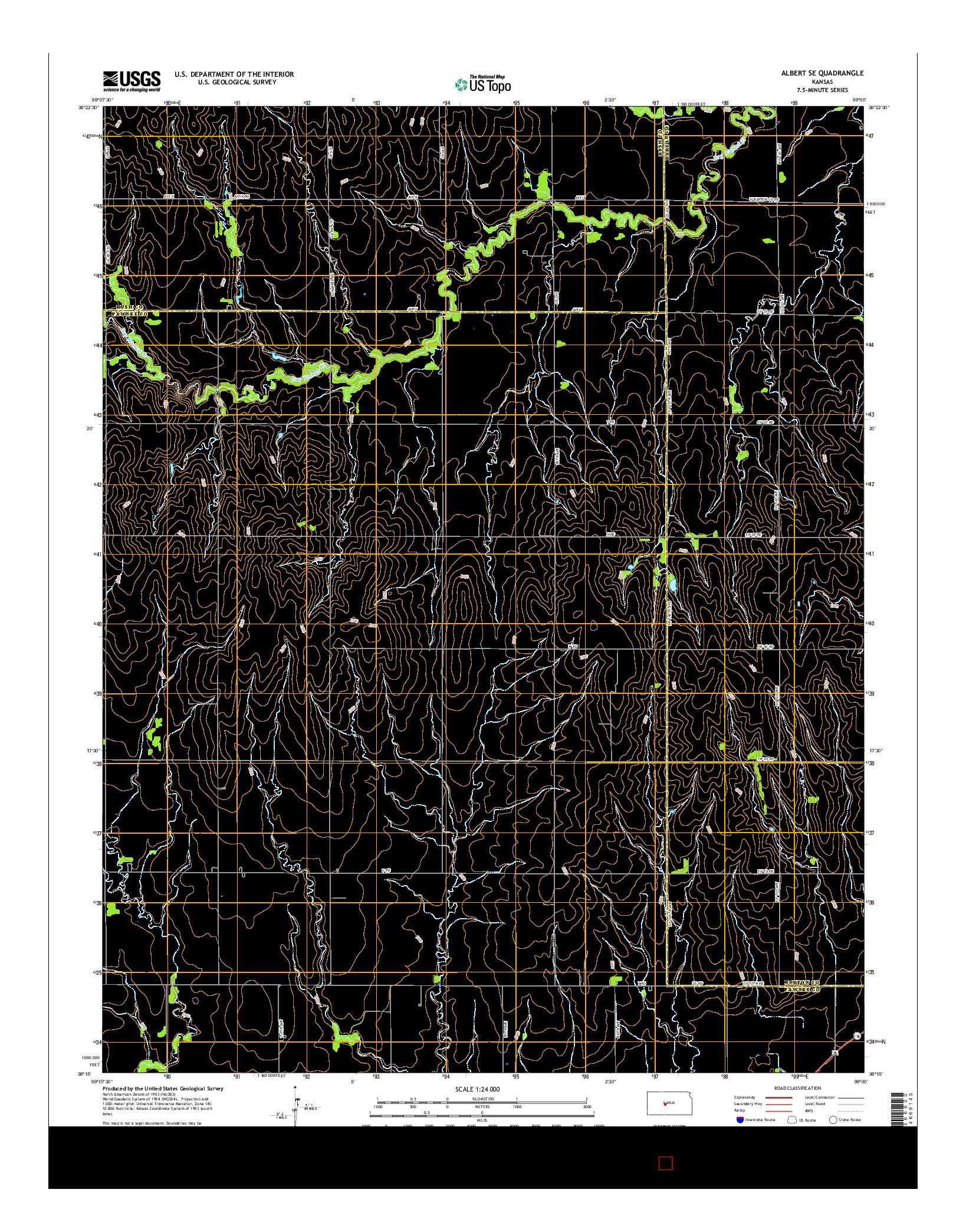 USGS US TOPO 7.5-MINUTE MAP FOR ALBERT SE, KS 2015