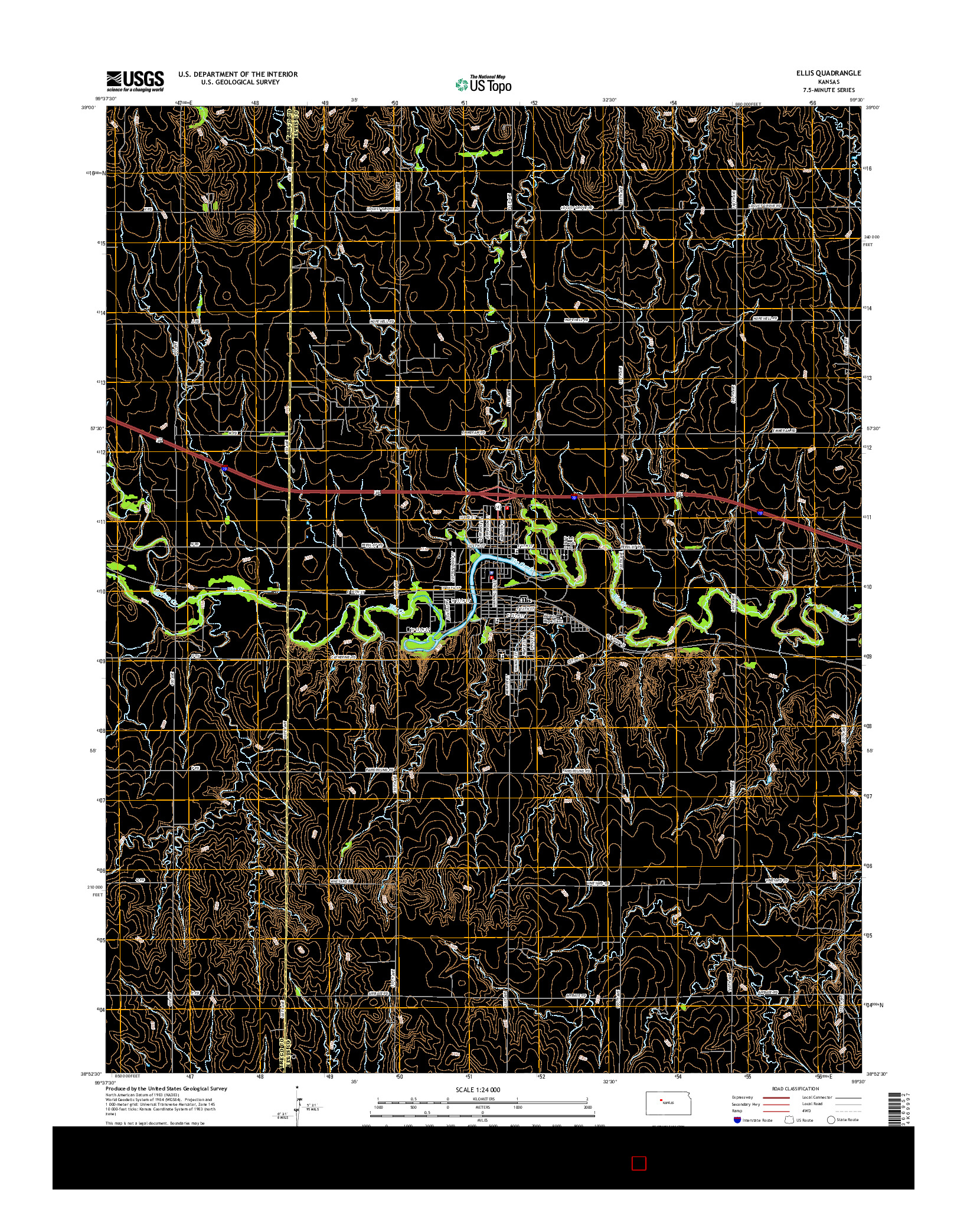 USGS US TOPO 7.5-MINUTE MAP FOR ELLIS, KS 2015