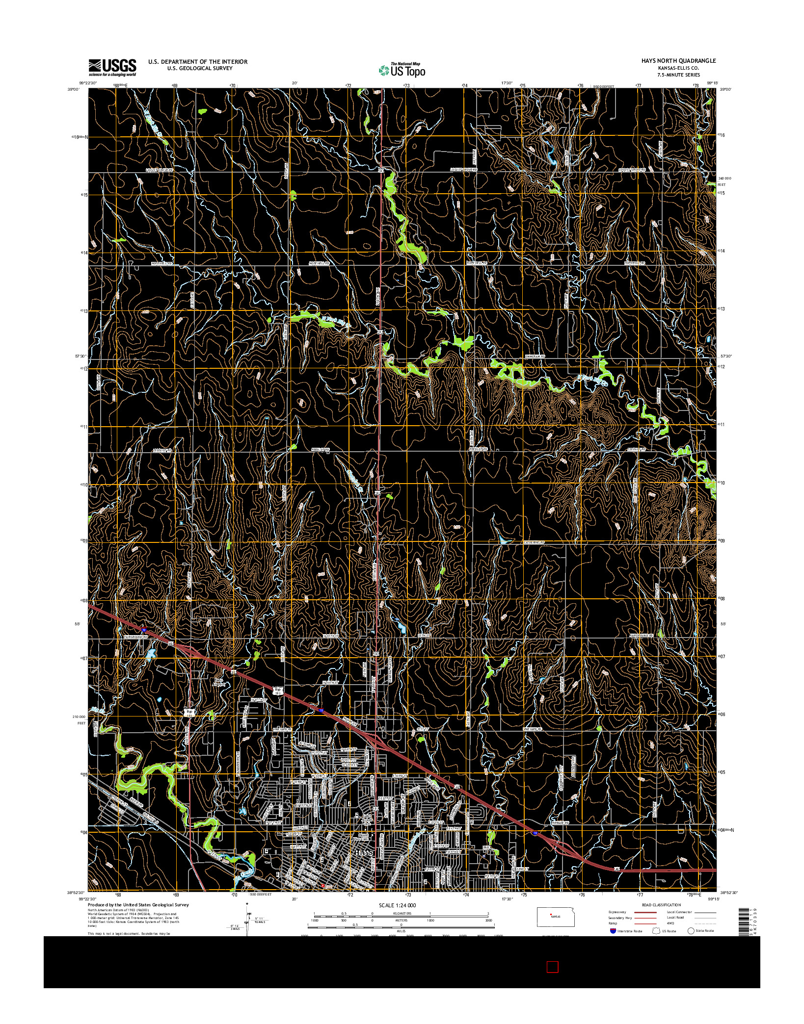 USGS US TOPO 7.5-MINUTE MAP FOR HAYS NORTH, KS 2015