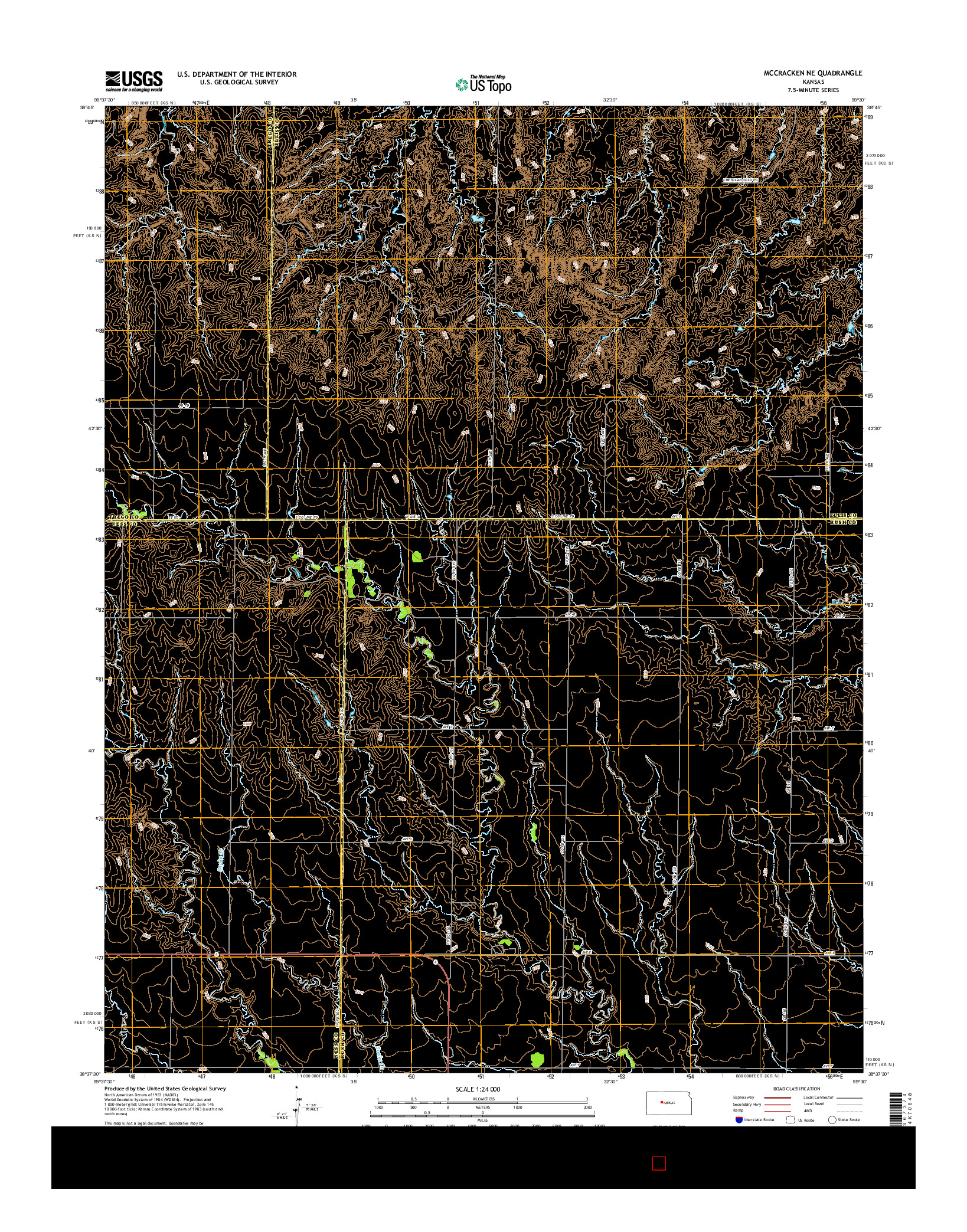 USGS US TOPO 7.5-MINUTE MAP FOR MCCRACKEN NE, KS 2015