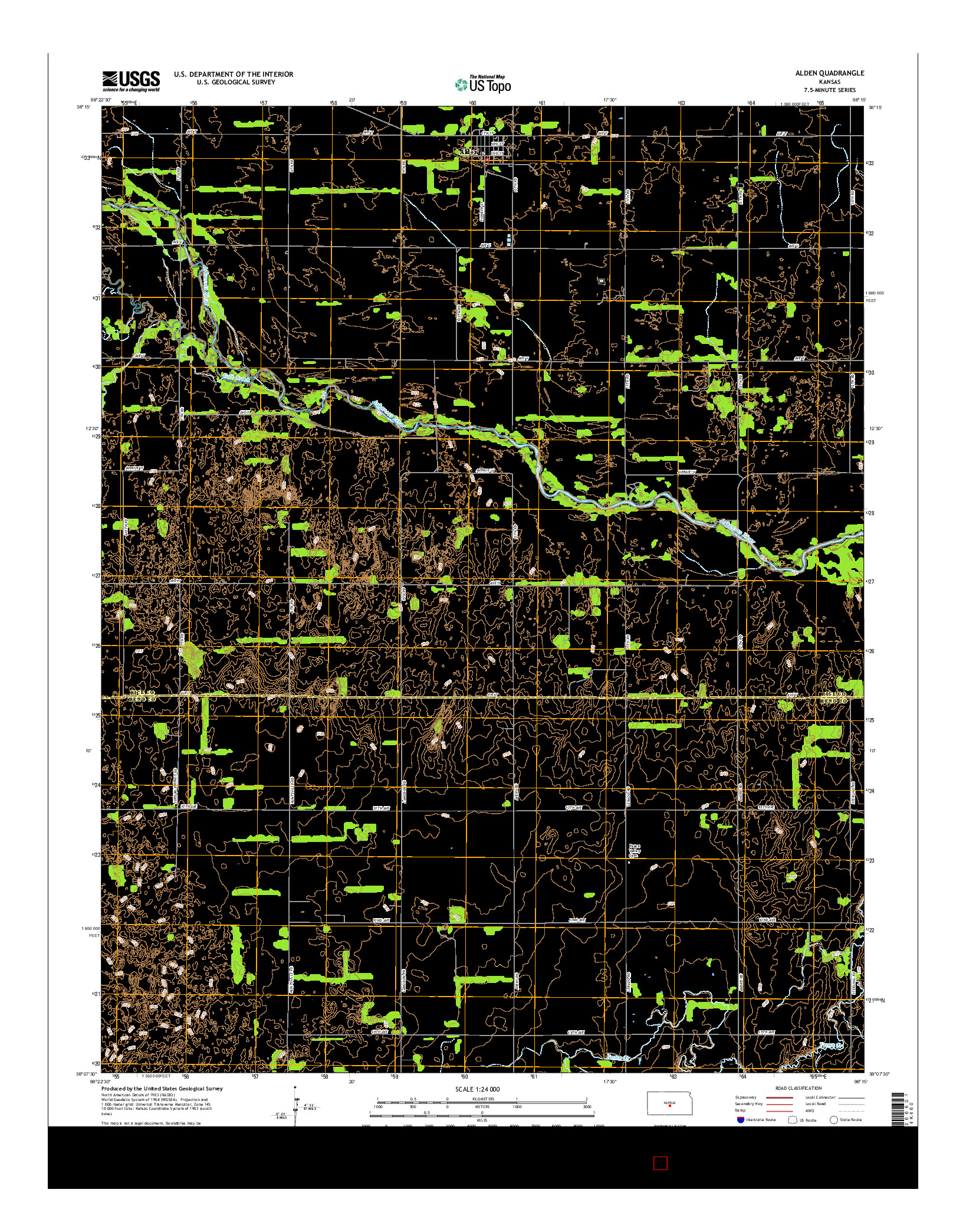 USGS US TOPO 7.5-MINUTE MAP FOR ALDEN, KS 2015