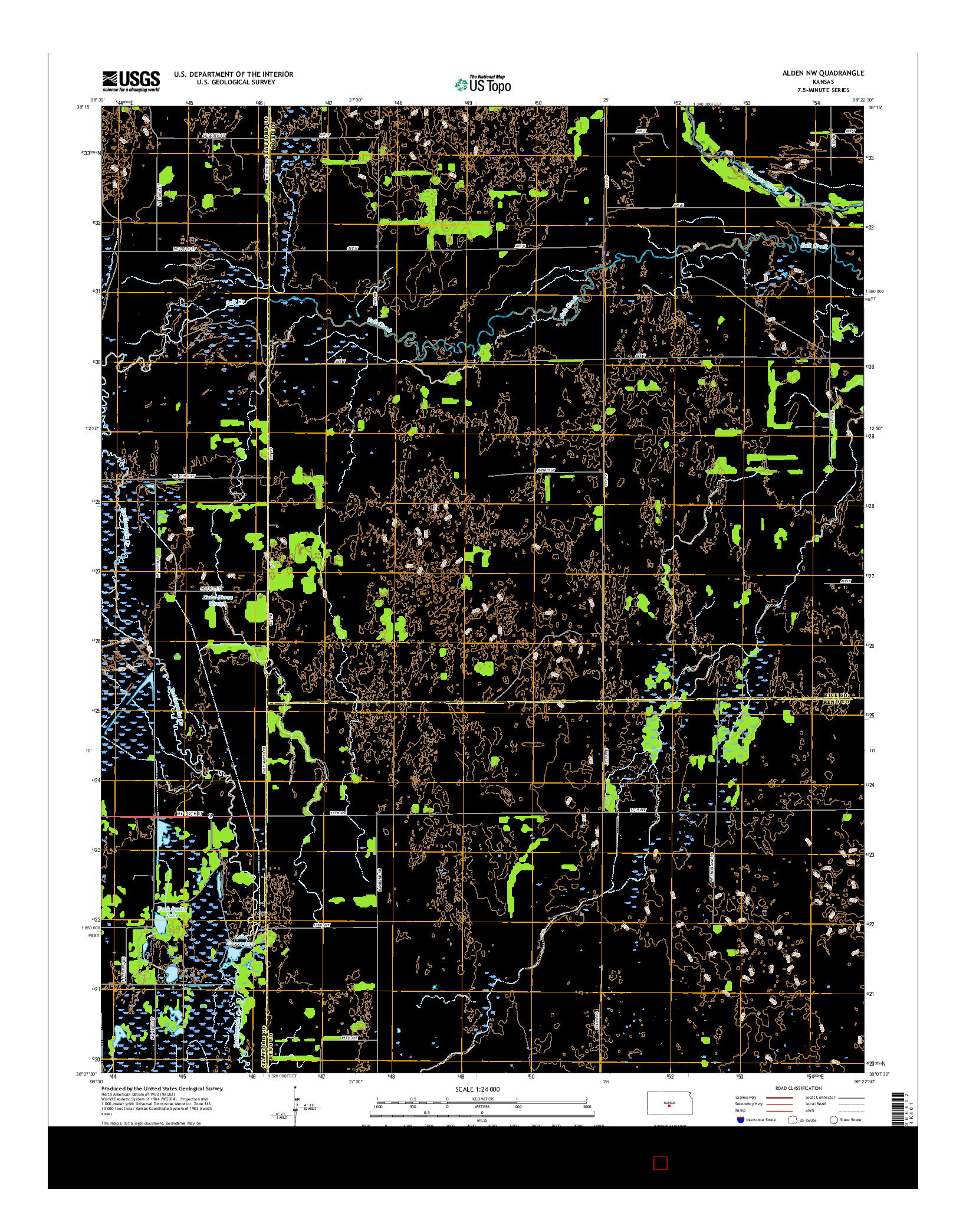 USGS US TOPO 7.5-MINUTE MAP FOR ALDEN NW, KS 2015