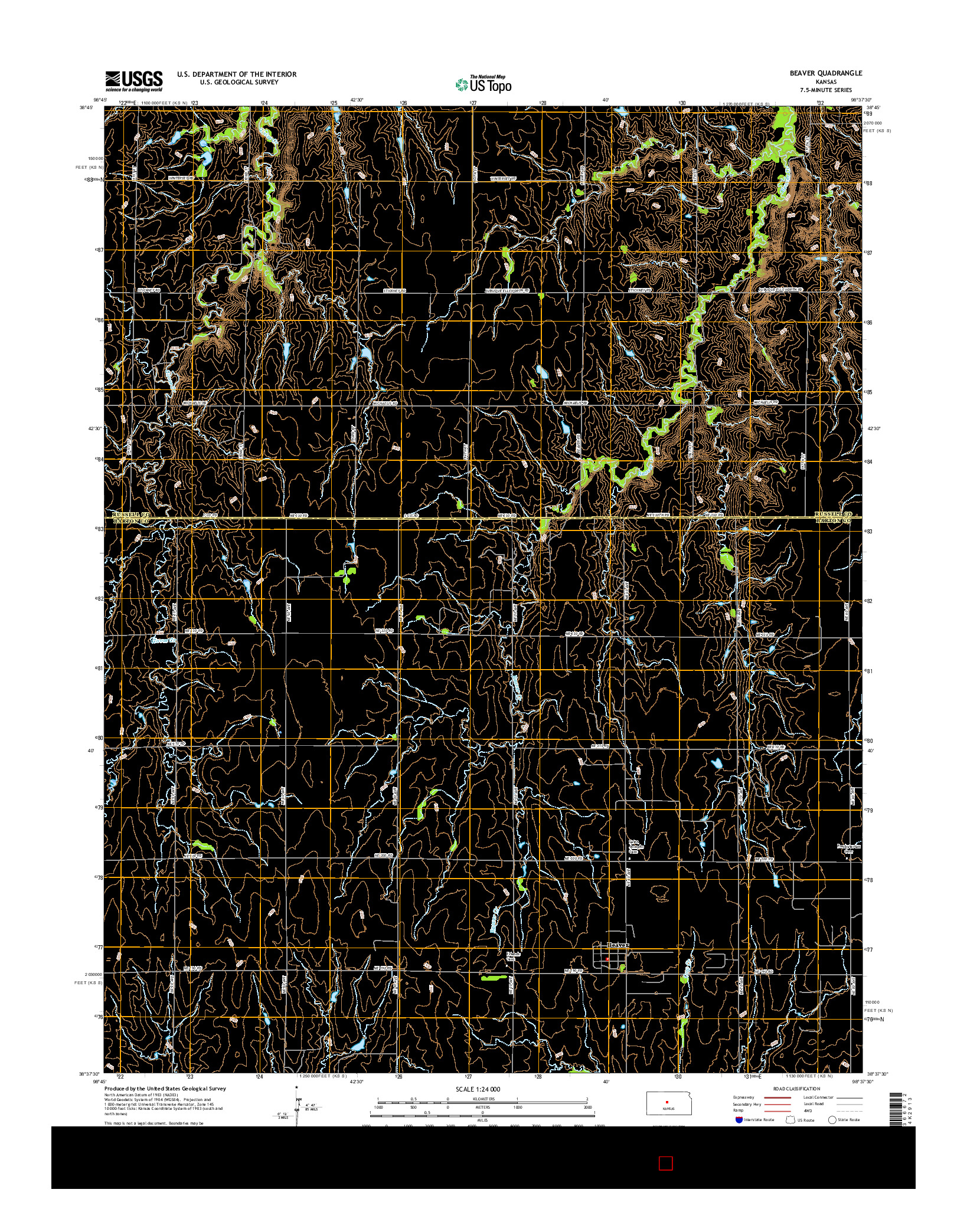 USGS US TOPO 7.5-MINUTE MAP FOR BEAVER, KS 2015