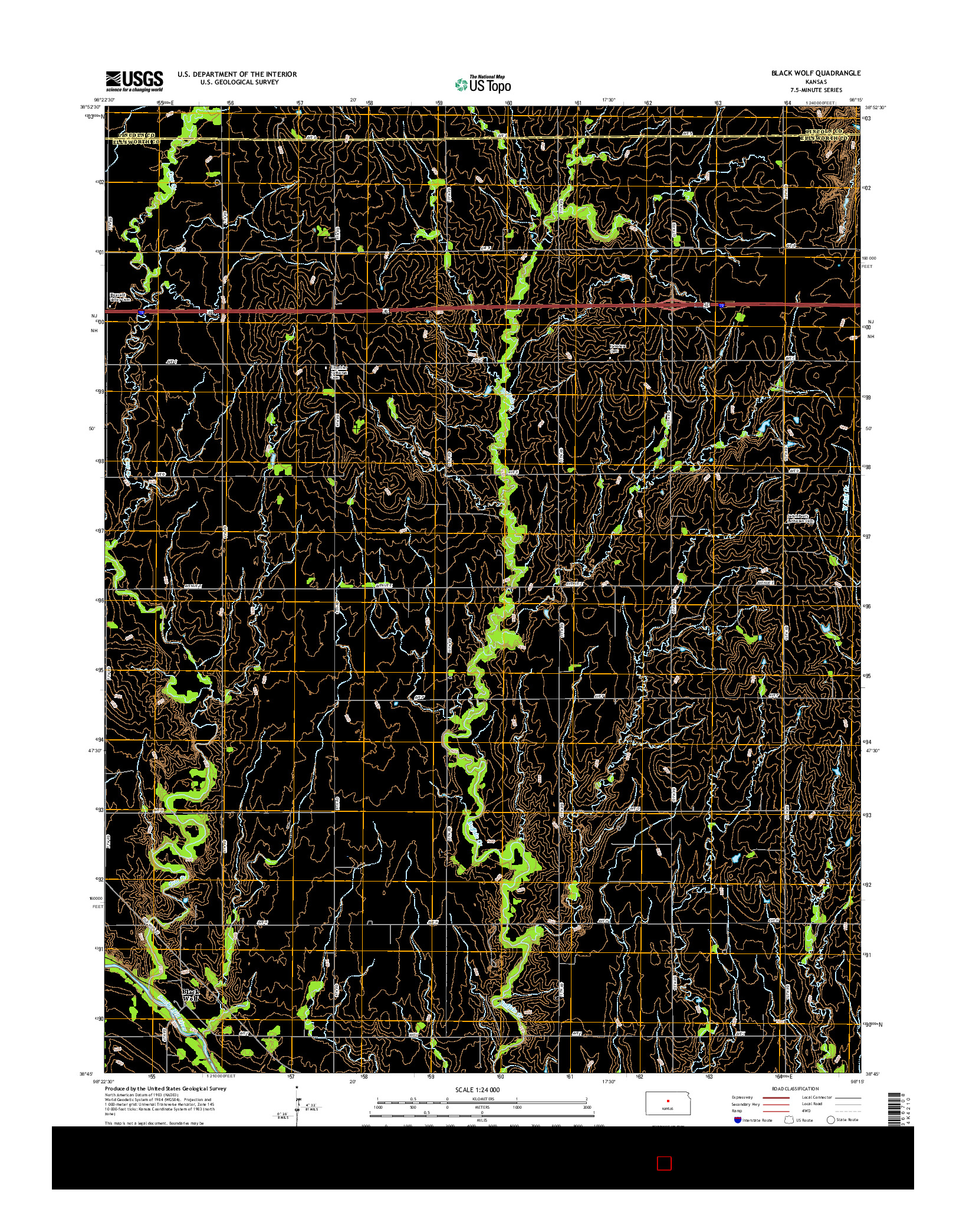 USGS US TOPO 7.5-MINUTE MAP FOR BLACK WOLF, KS 2015