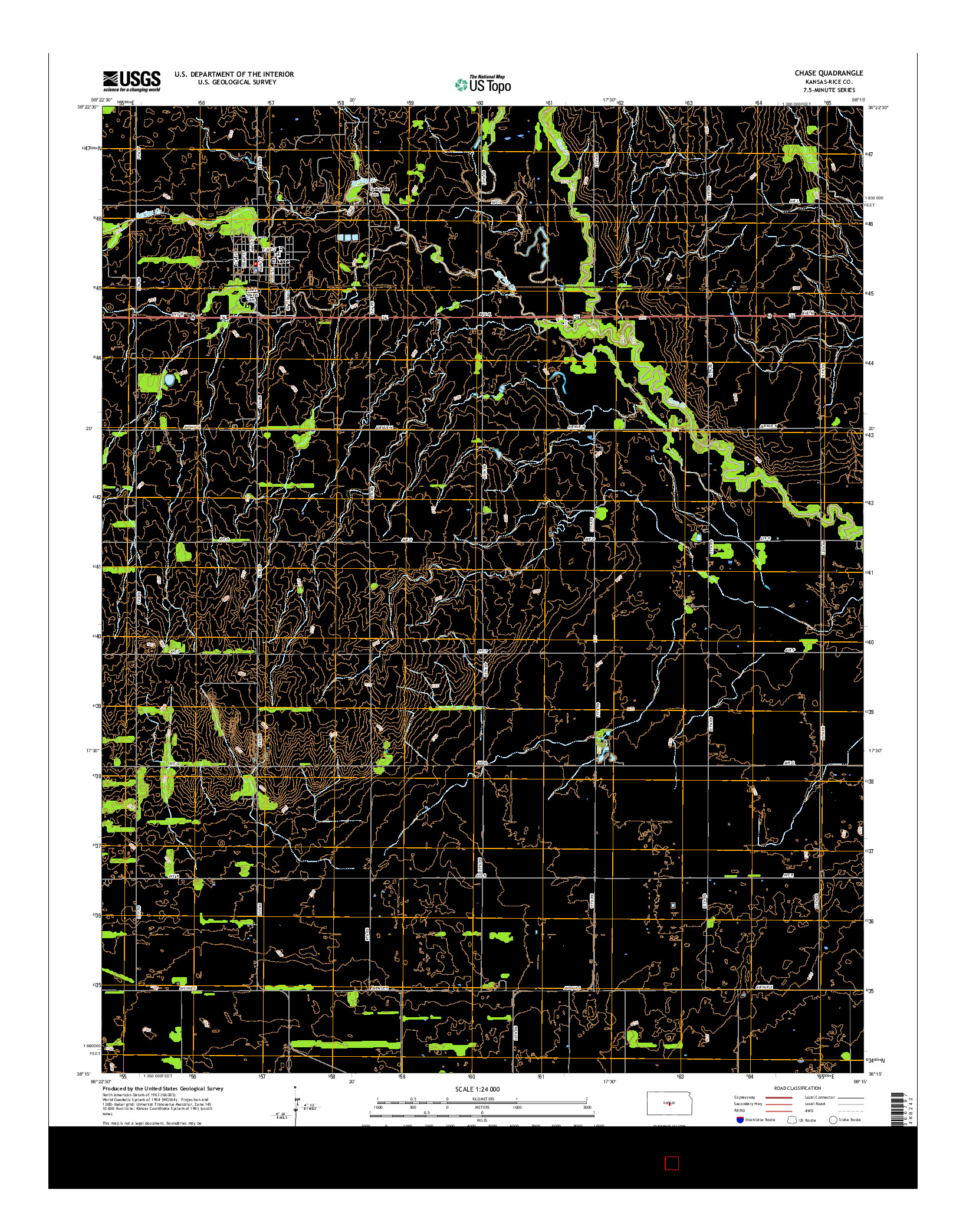 USGS US TOPO 7.5-MINUTE MAP FOR CHASE, KS 2015
