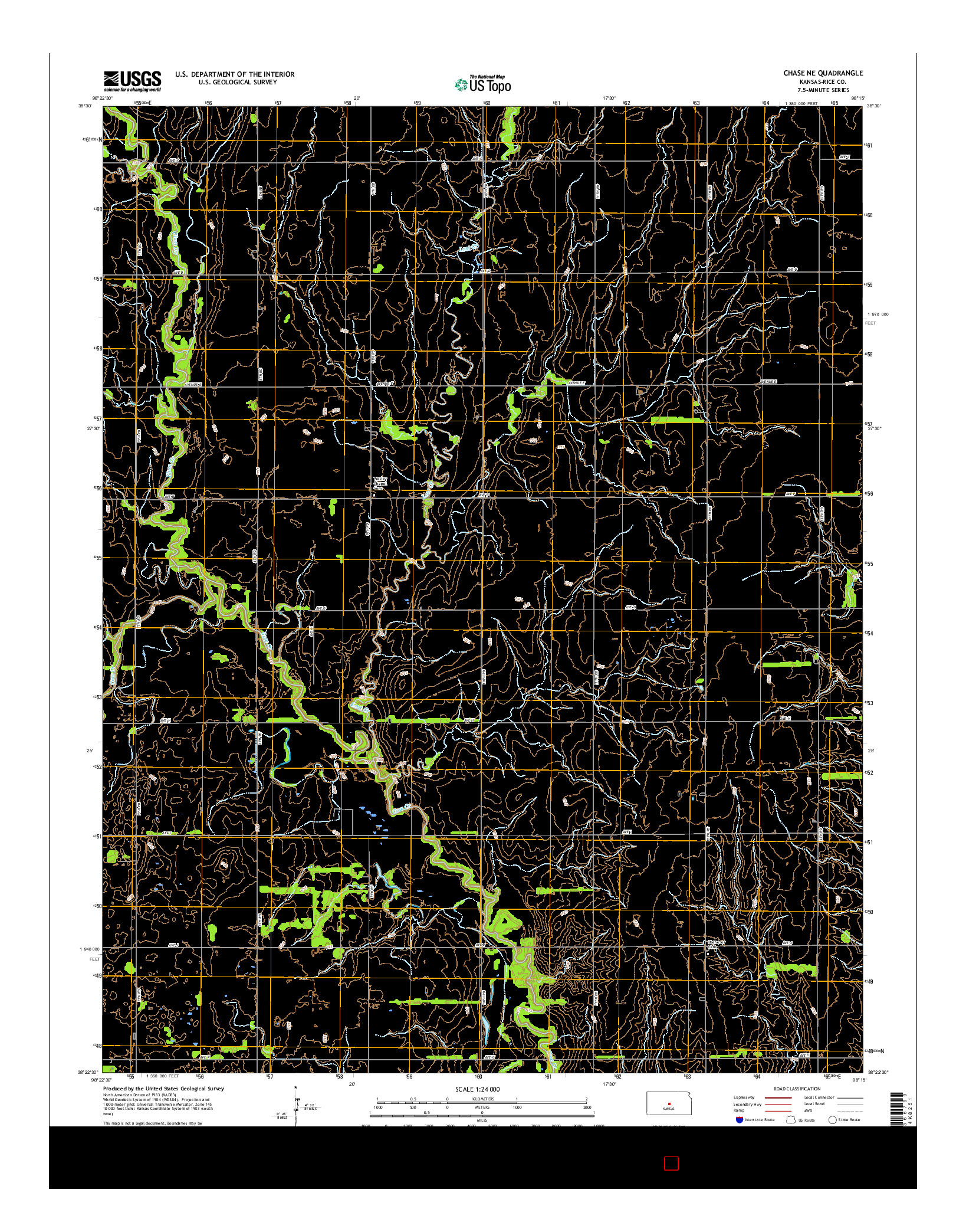 USGS US TOPO 7.5-MINUTE MAP FOR CHASE NE, KS 2015