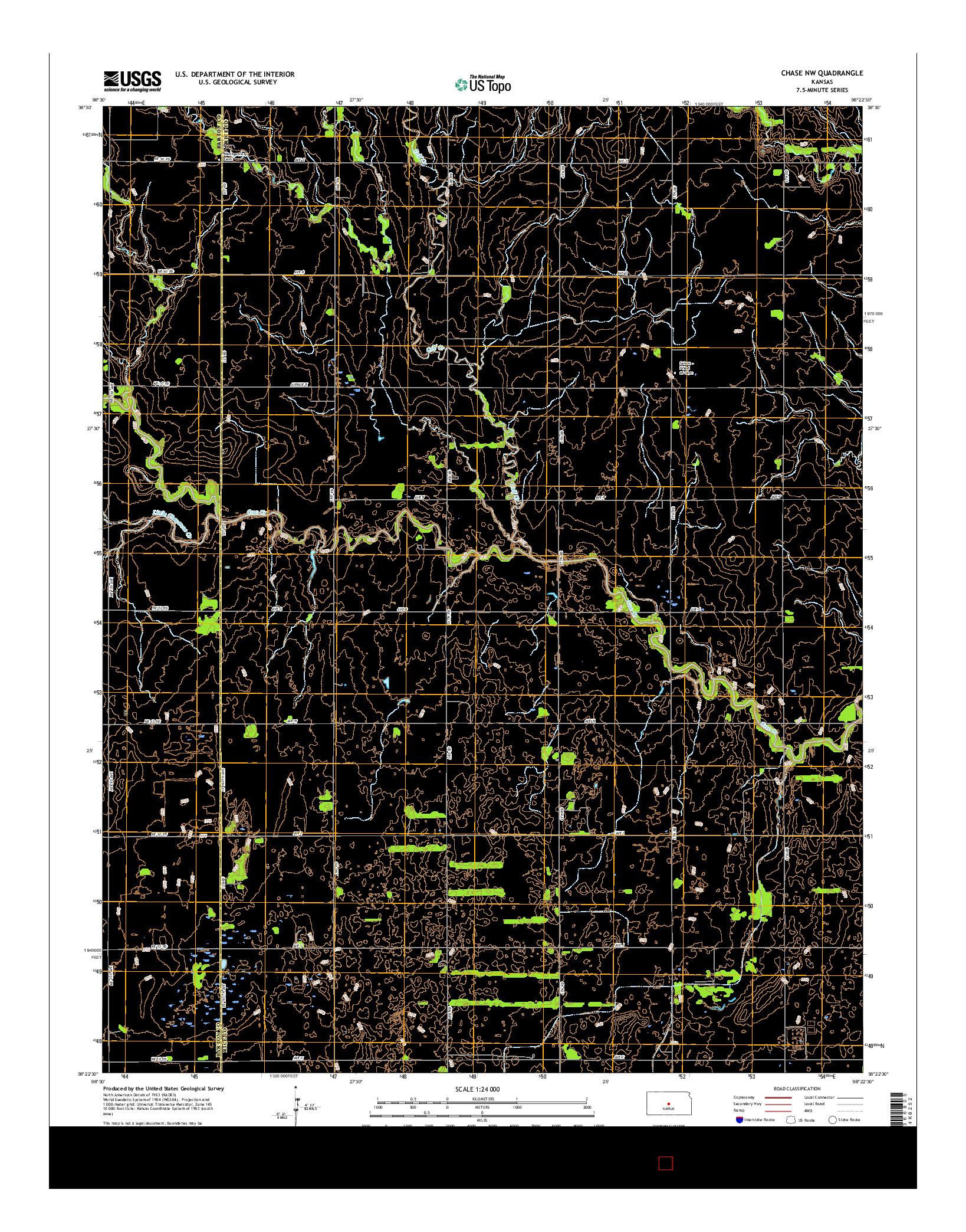 USGS US TOPO 7.5-MINUTE MAP FOR CHASE NW, KS 2015