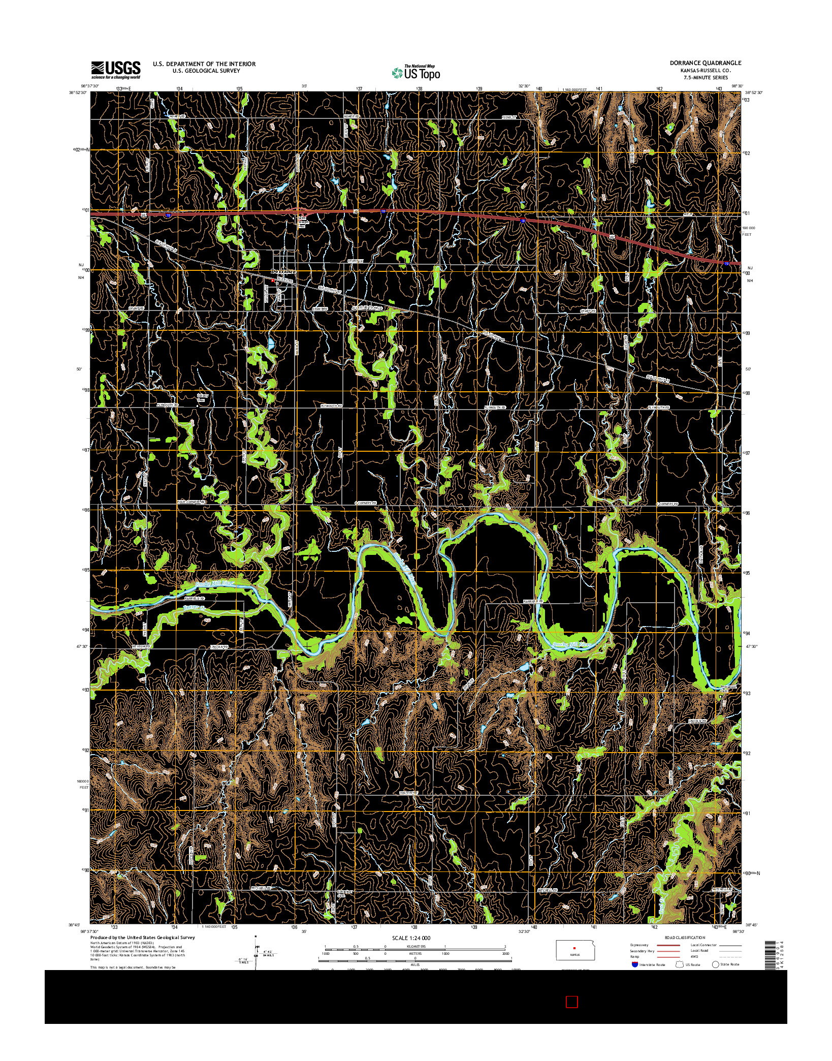 USGS US TOPO 7.5-MINUTE MAP FOR DORRANCE, KS 2015