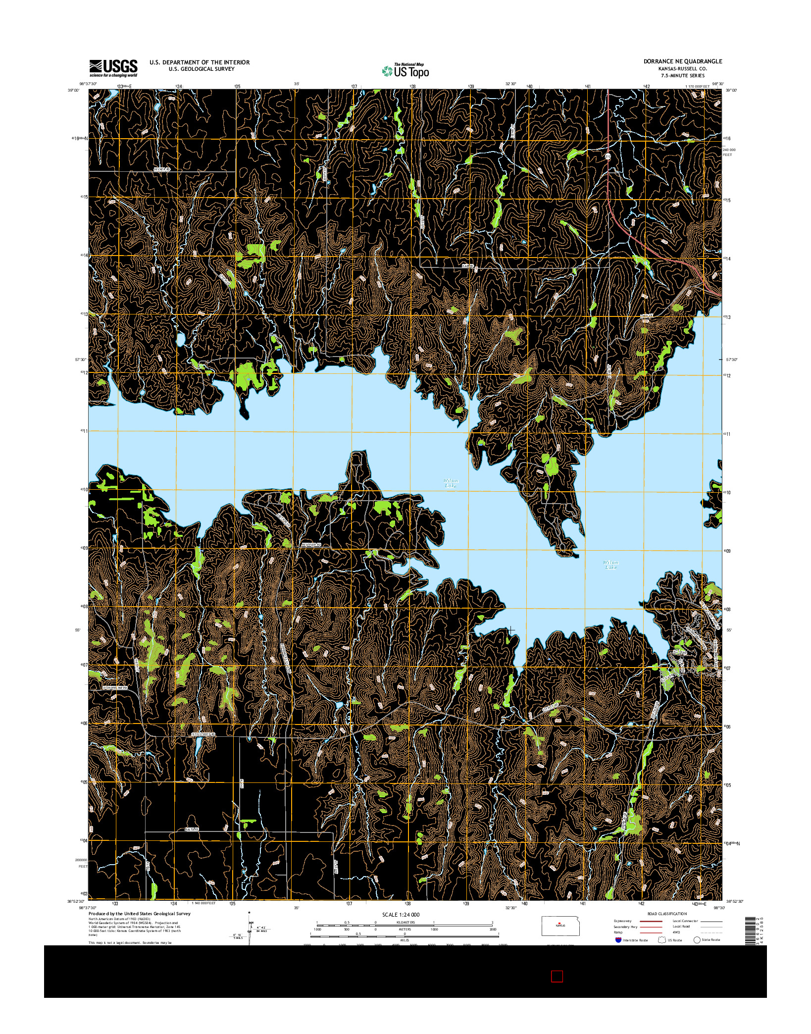 USGS US TOPO 7.5-MINUTE MAP FOR DORRANCE NE, KS 2015