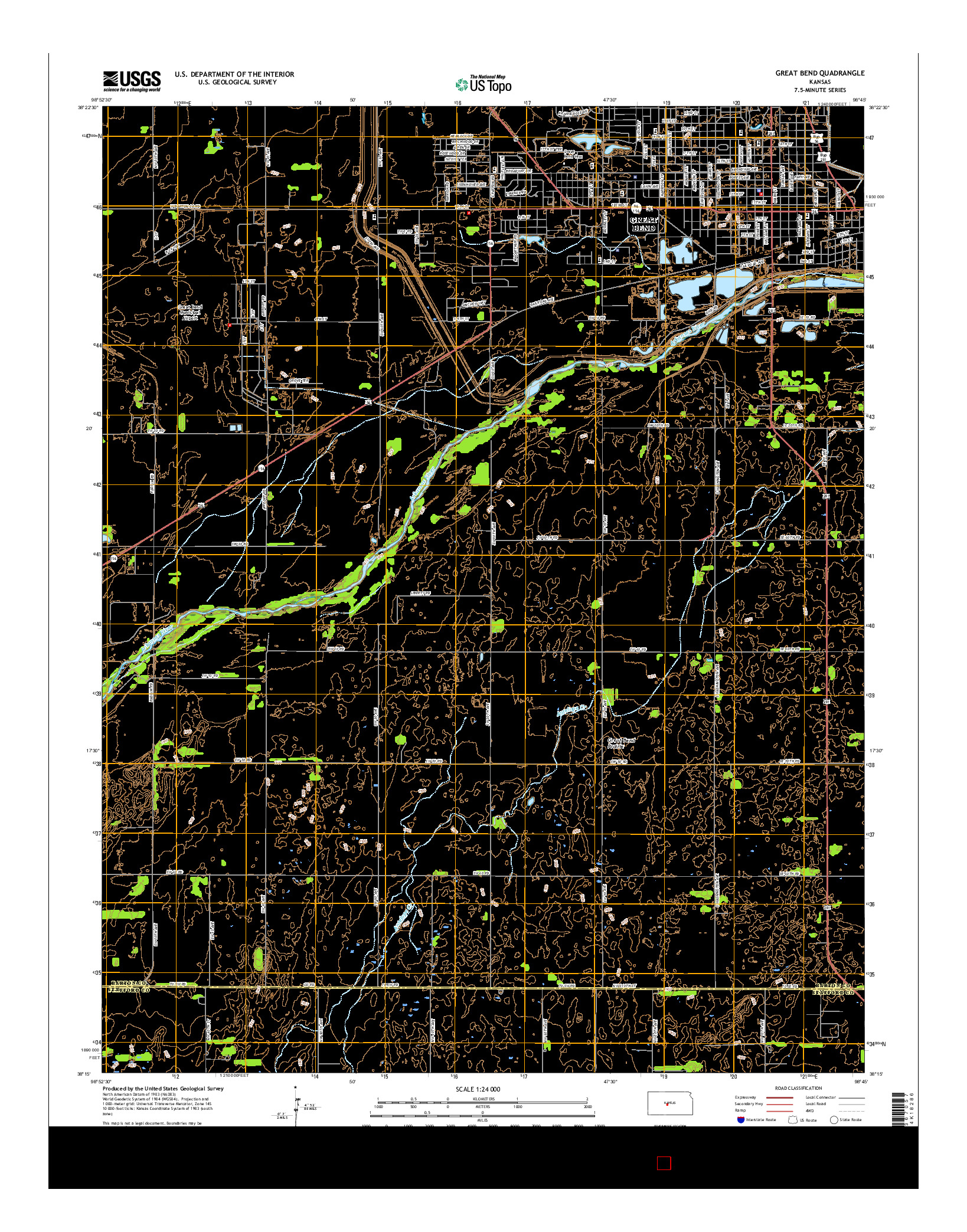 USGS US TOPO 7.5-MINUTE MAP FOR GREAT BEND, KS 2015