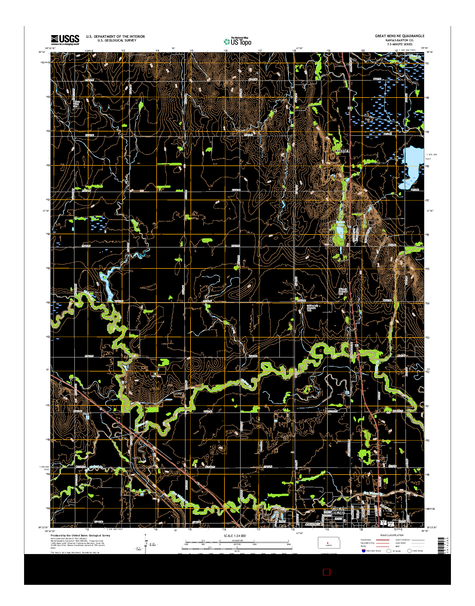 USGS US TOPO 7.5-MINUTE MAP FOR GREAT BEND NE, KS 2015