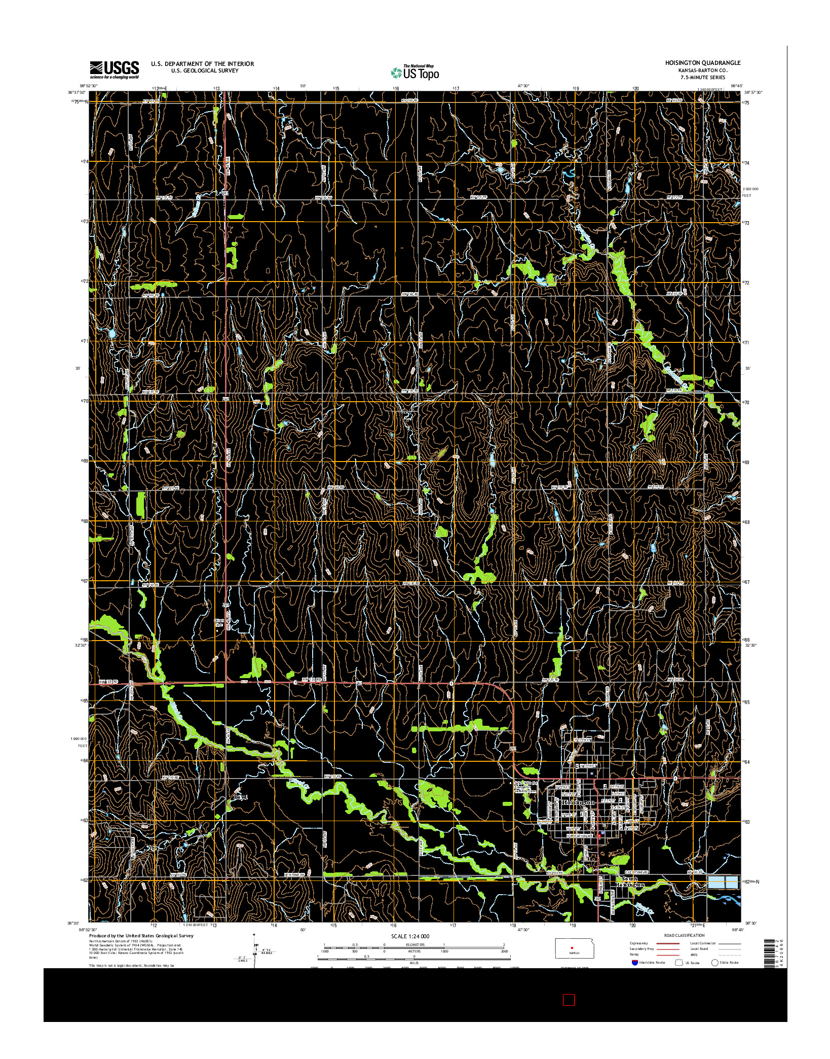 USGS US TOPO 7.5-MINUTE MAP FOR HOISINGTON, KS 2015