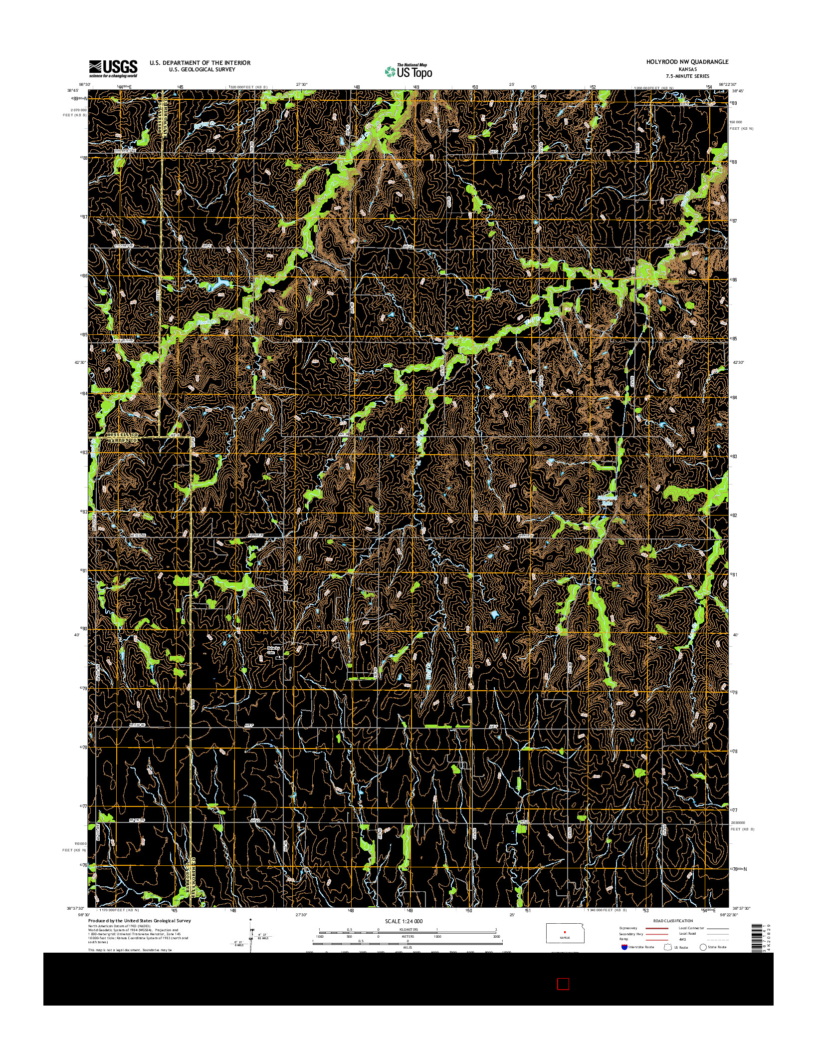 USGS US TOPO 7.5-MINUTE MAP FOR HOLYROOD NW, KS 2015