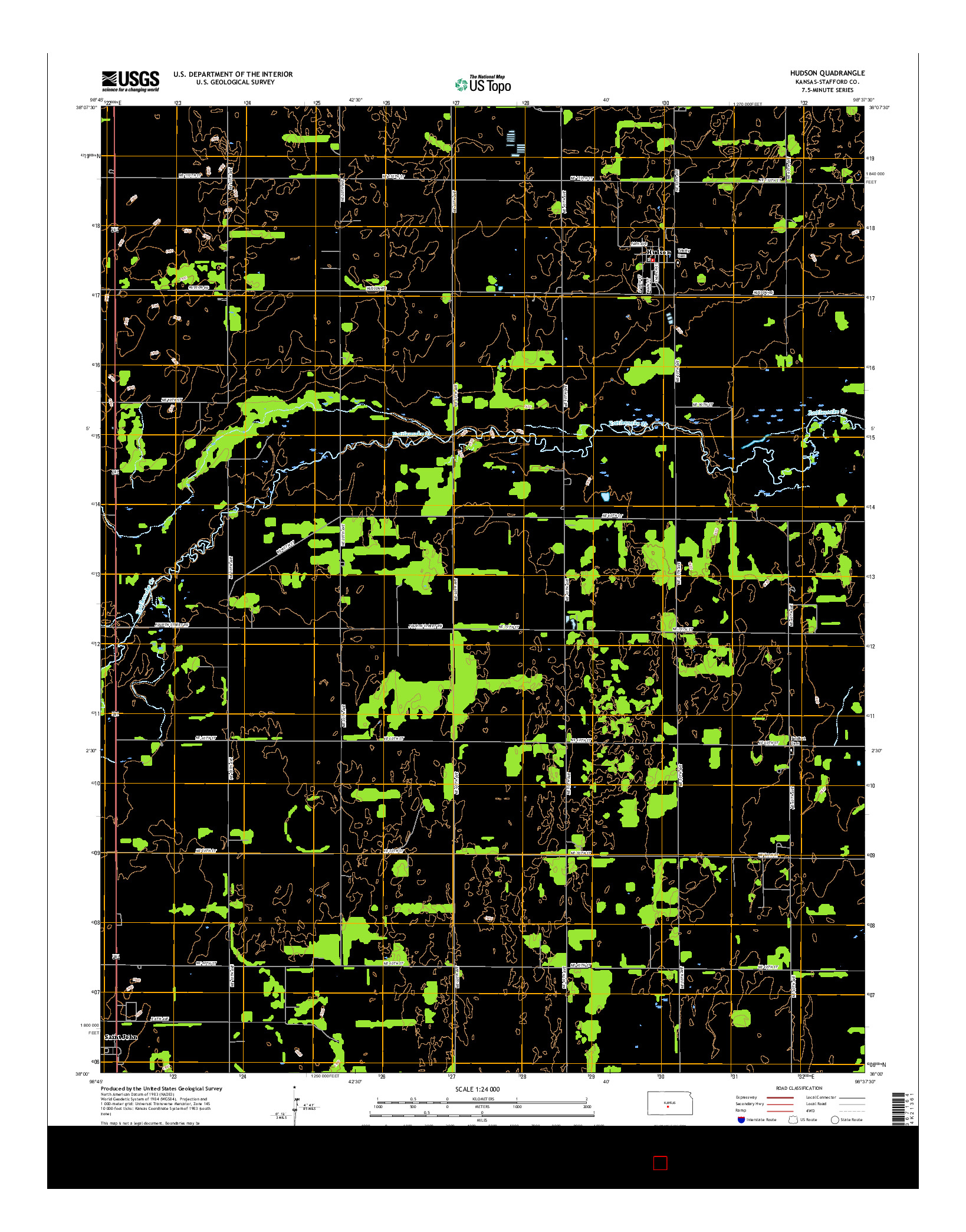USGS US TOPO 7.5-MINUTE MAP FOR HUDSON, KS 2015