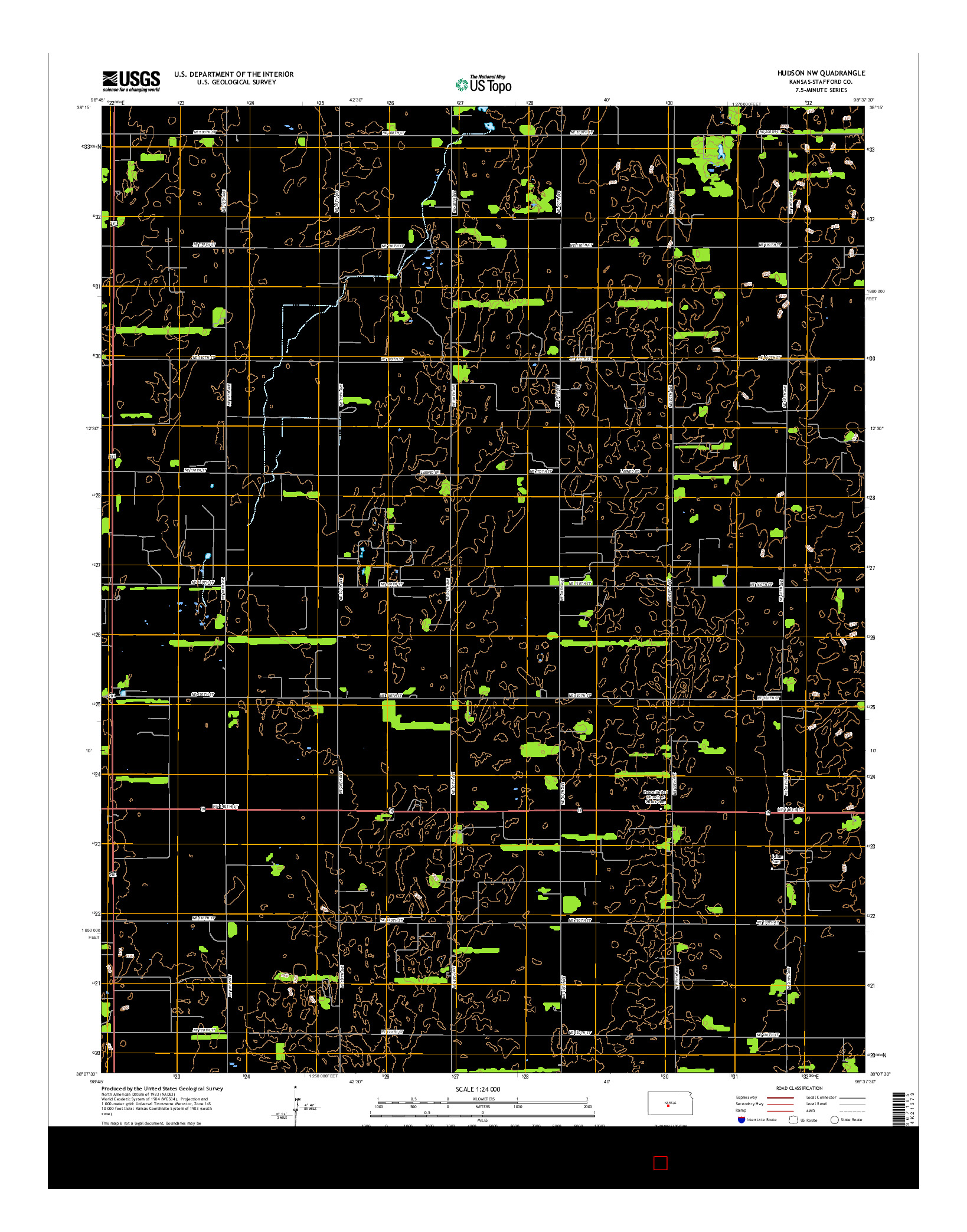 USGS US TOPO 7.5-MINUTE MAP FOR HUDSON NW, KS 2015