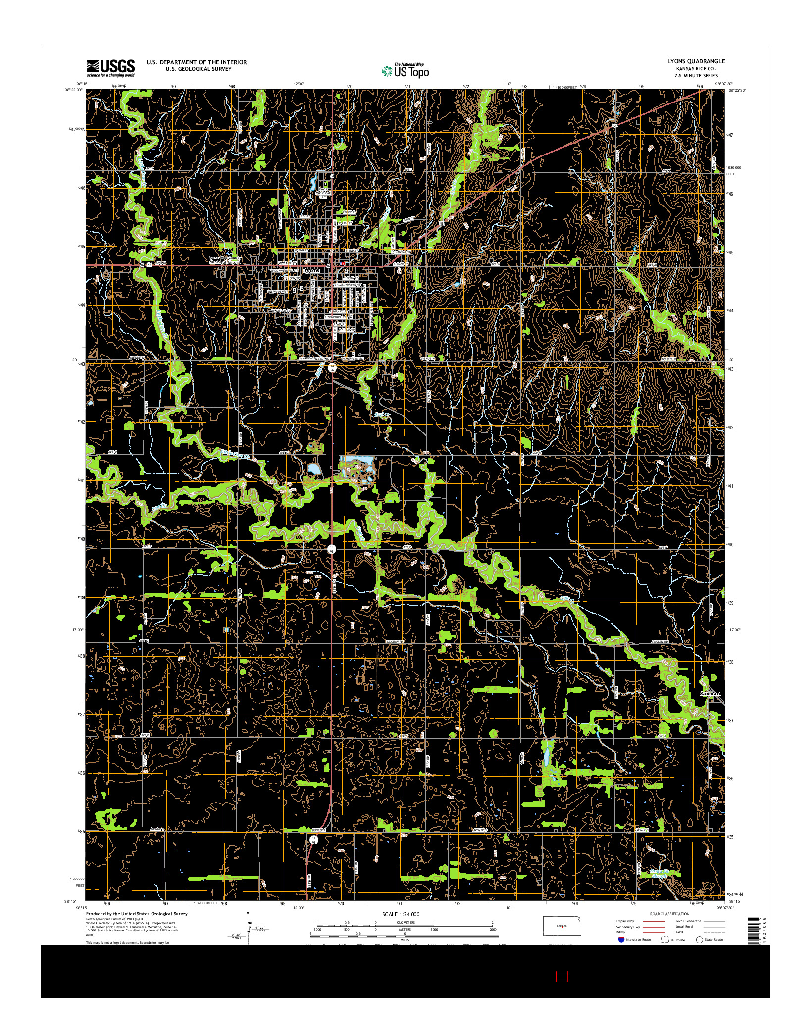 USGS US TOPO 7.5-MINUTE MAP FOR LYONS, KS 2015