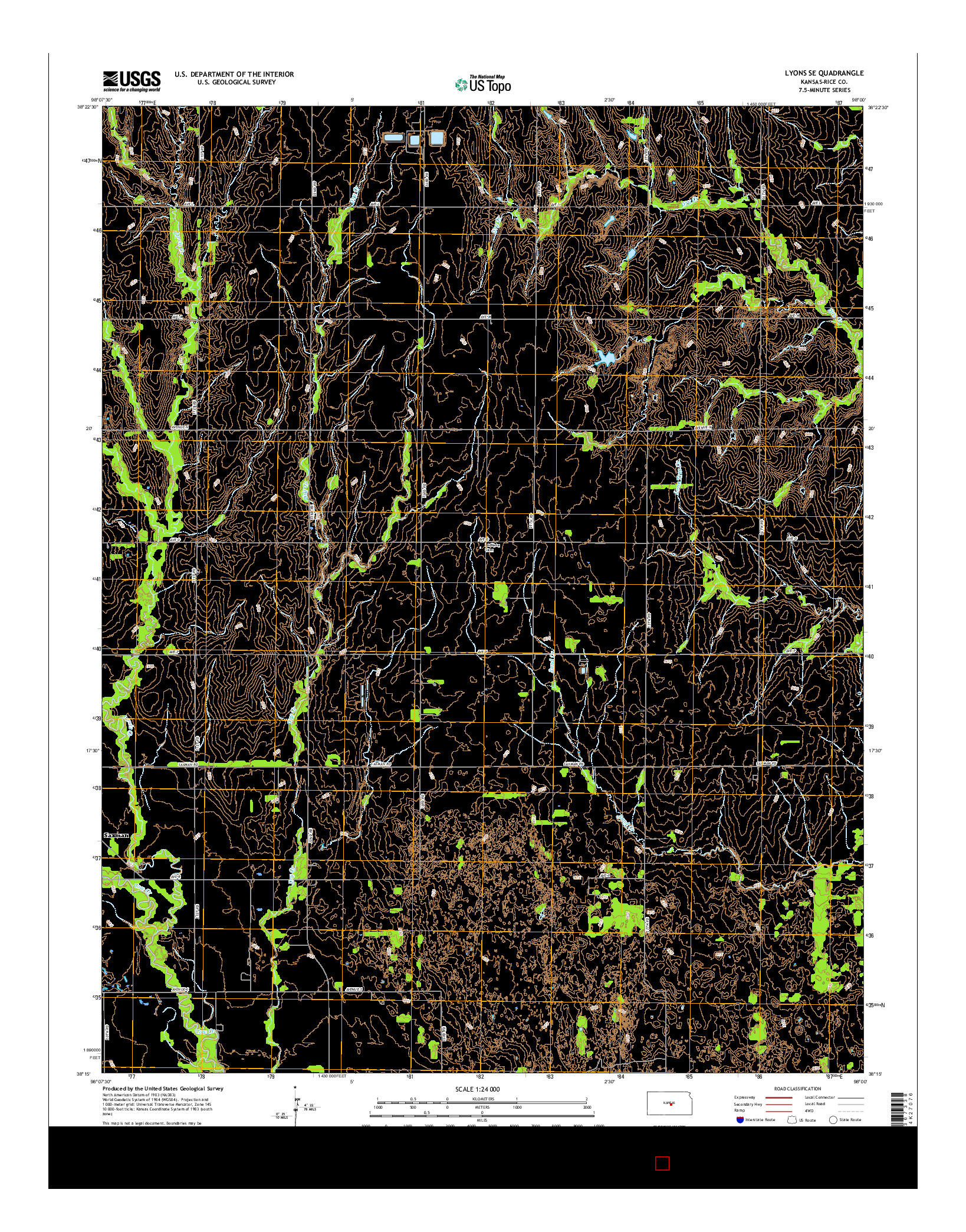 USGS US TOPO 7.5-MINUTE MAP FOR LYONS SE, KS 2015