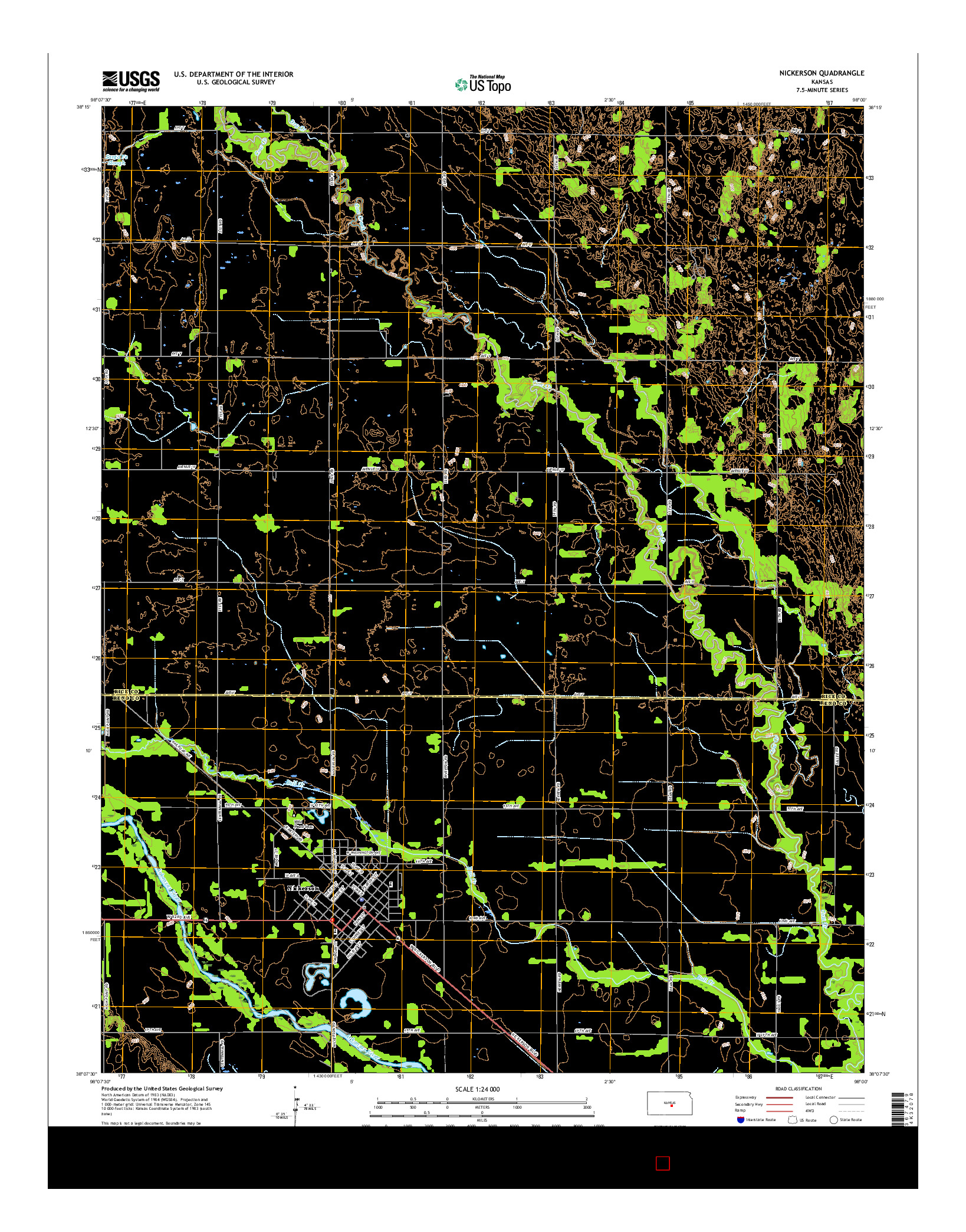 USGS US TOPO 7.5-MINUTE MAP FOR NICKERSON, KS 2015