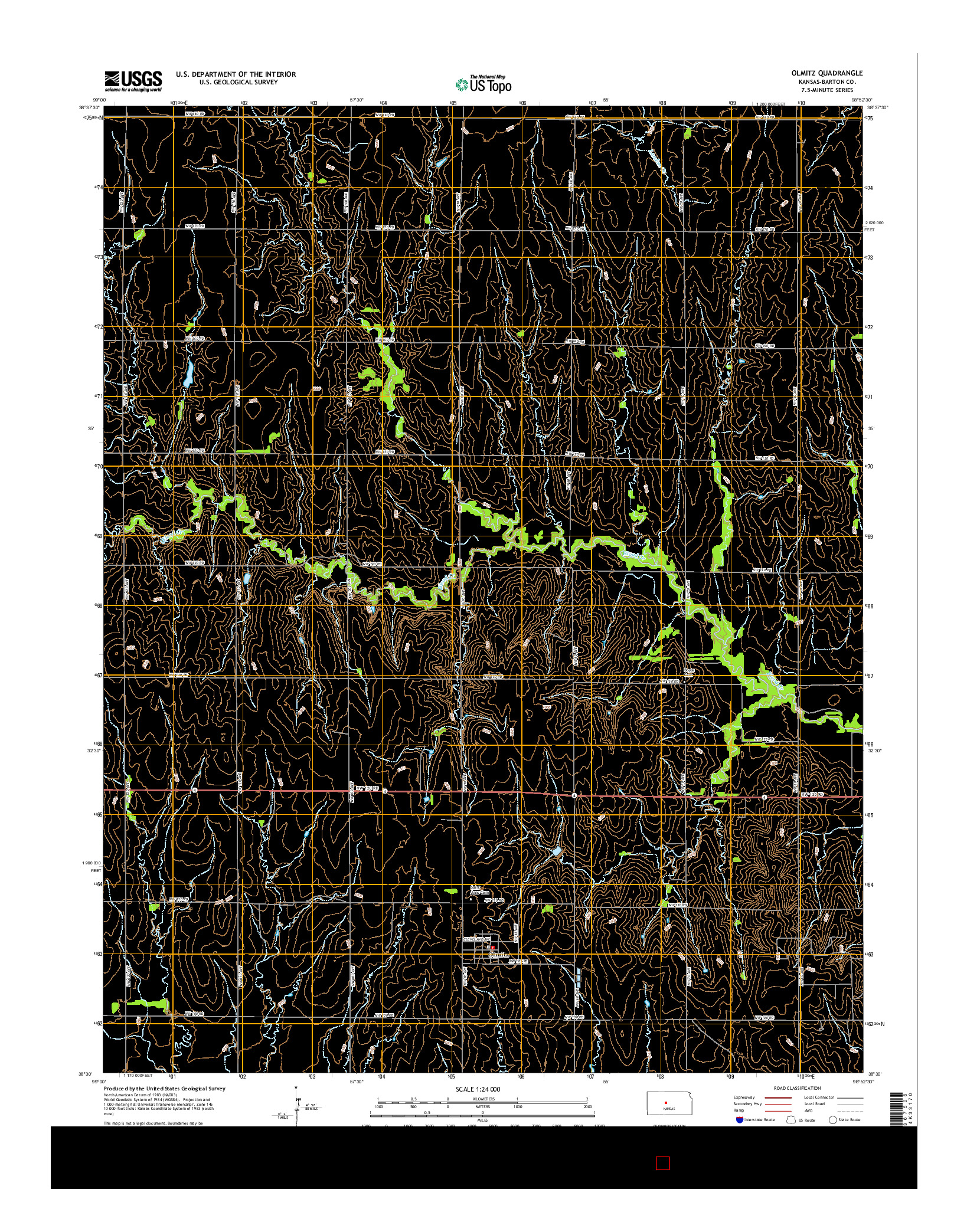 USGS US TOPO 7.5-MINUTE MAP FOR OLMITZ, KS 2015