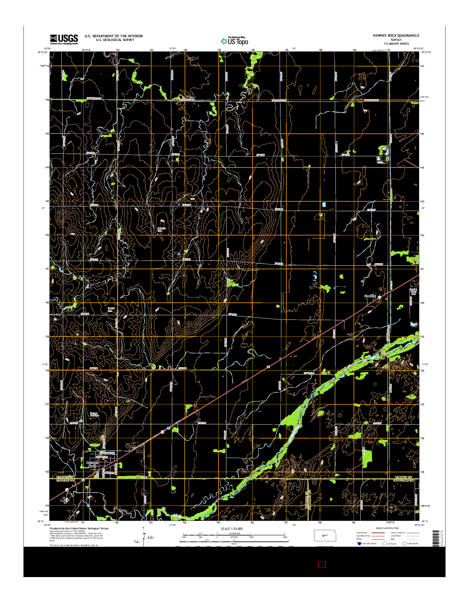 USGS US TOPO 7.5-MINUTE MAP FOR PAWNEE ROCK, KS 2015