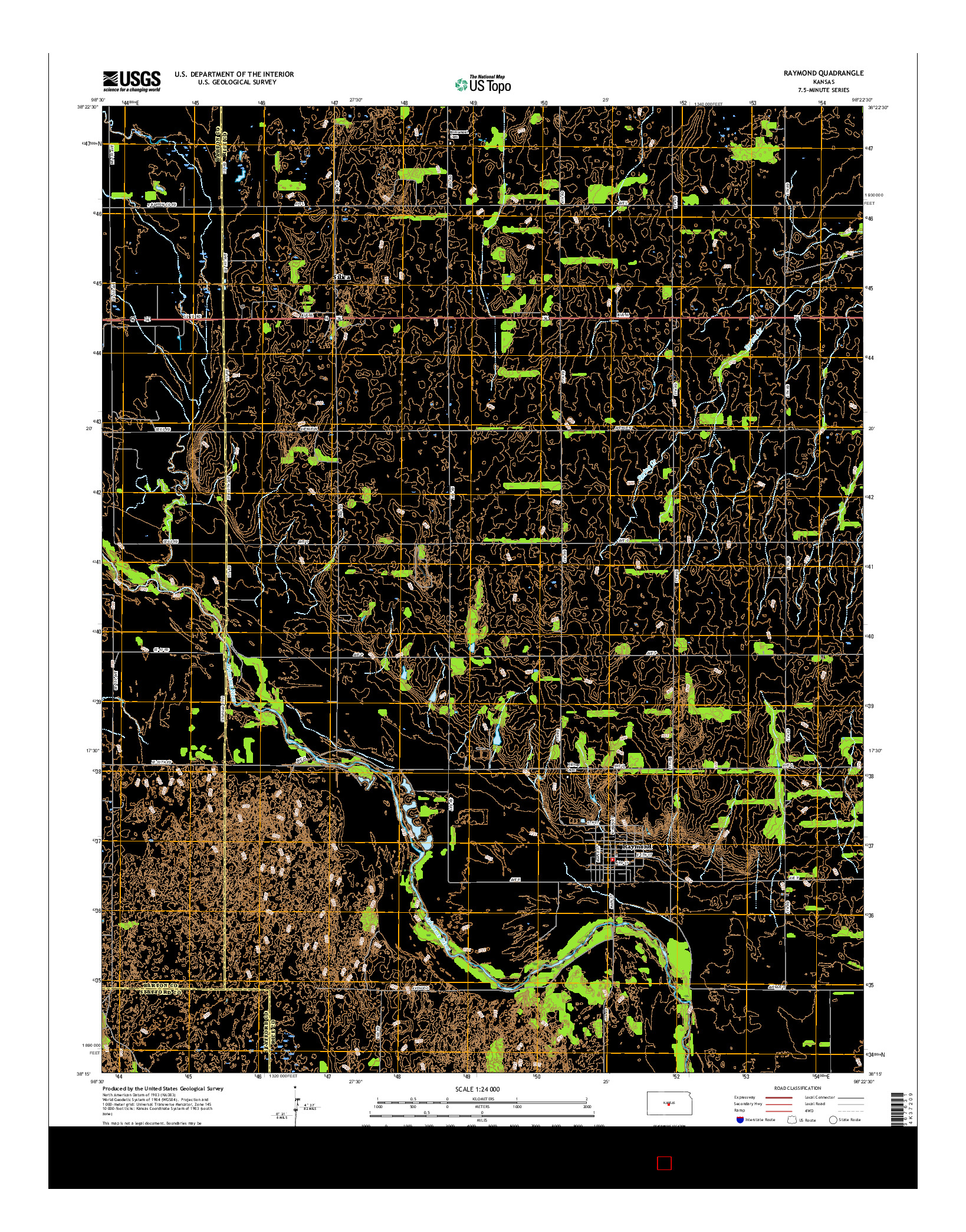 USGS US TOPO 7.5-MINUTE MAP FOR RAYMOND, KS 2015