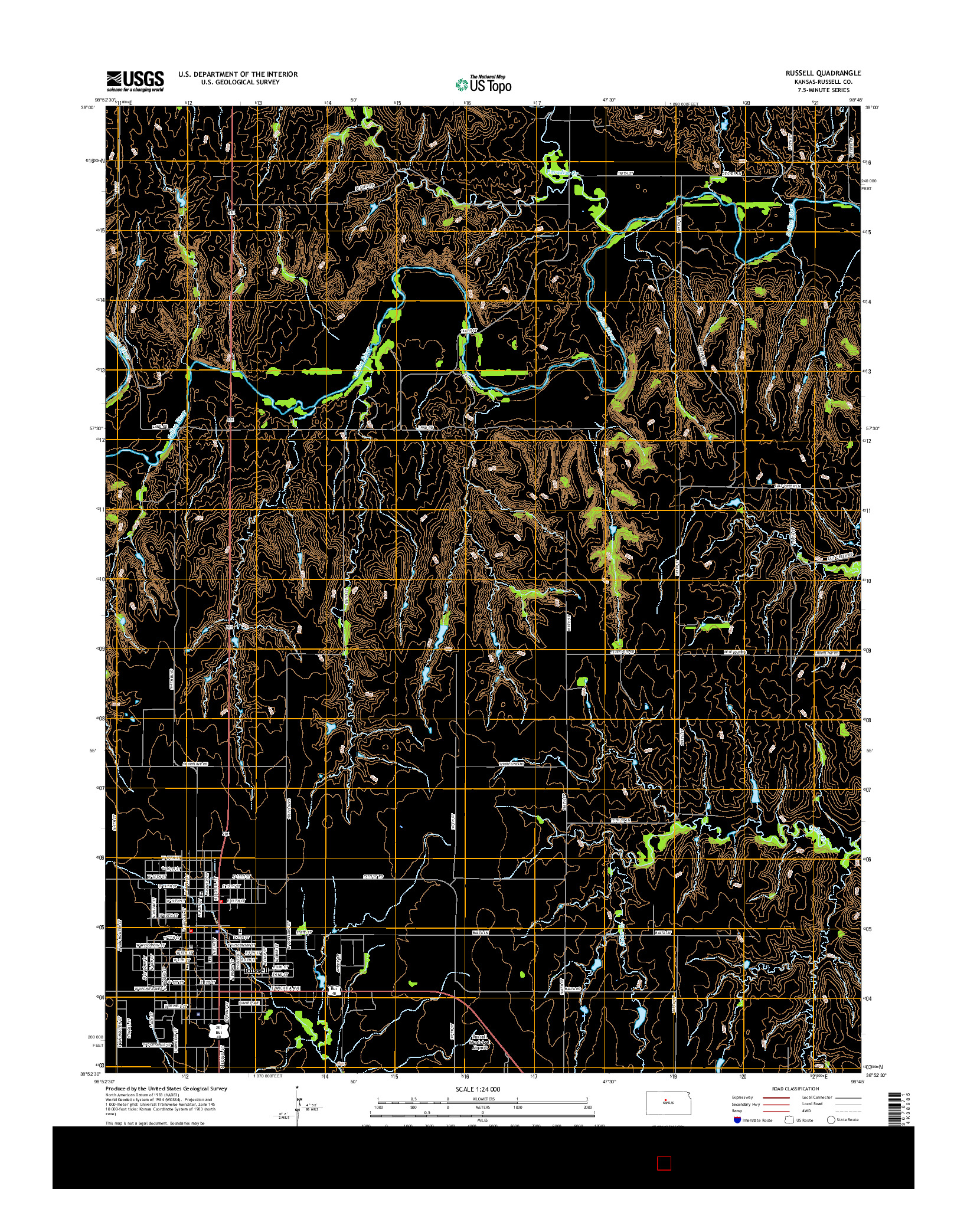 USGS US TOPO 7.5-MINUTE MAP FOR RUSSELL, KS 2015
