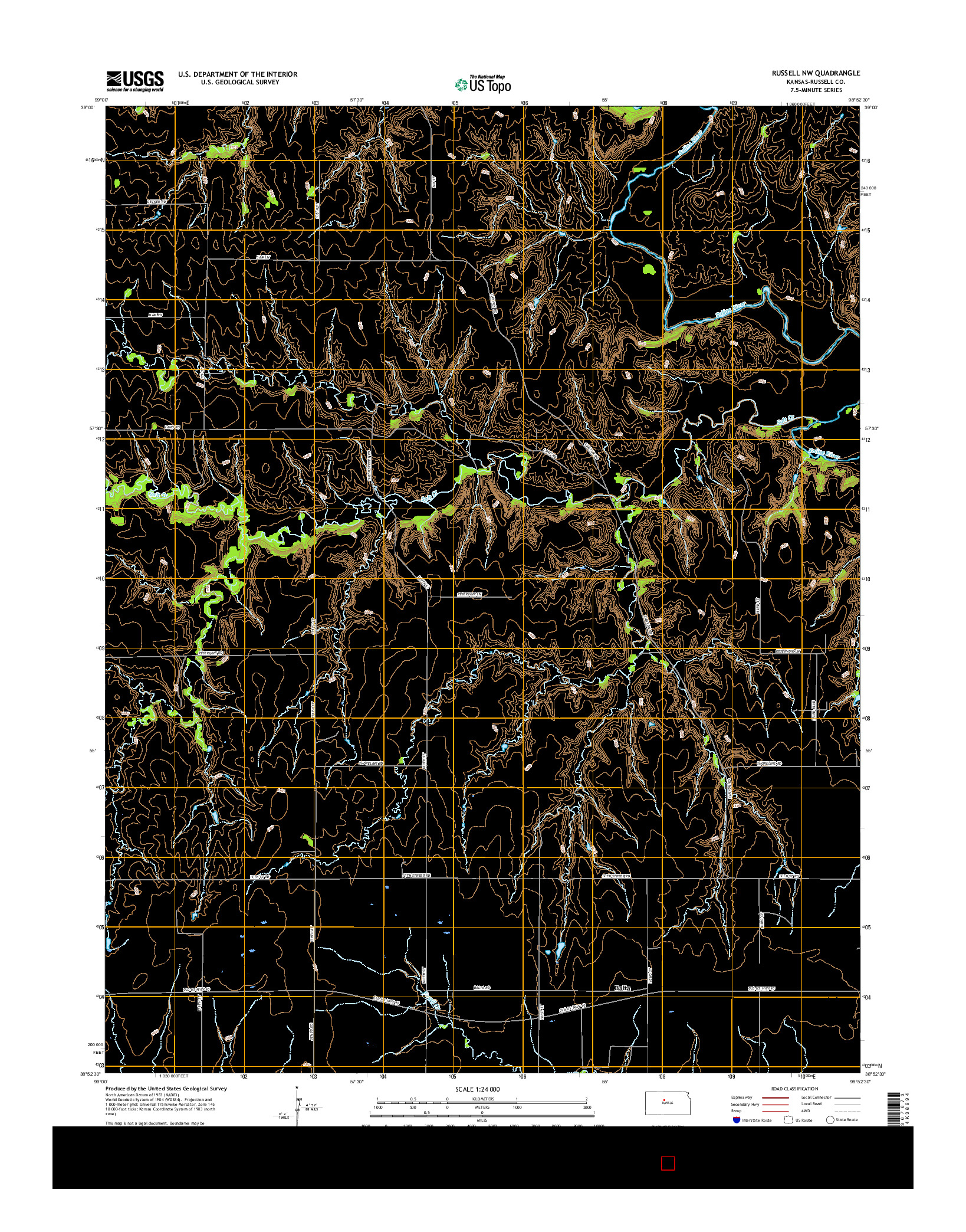 USGS US TOPO 7.5-MINUTE MAP FOR RUSSELL NW, KS 2015