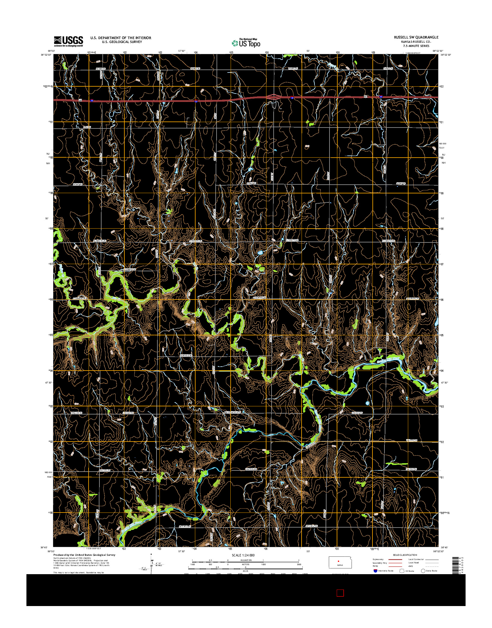 USGS US TOPO 7.5-MINUTE MAP FOR RUSSELL SW, KS 2015
