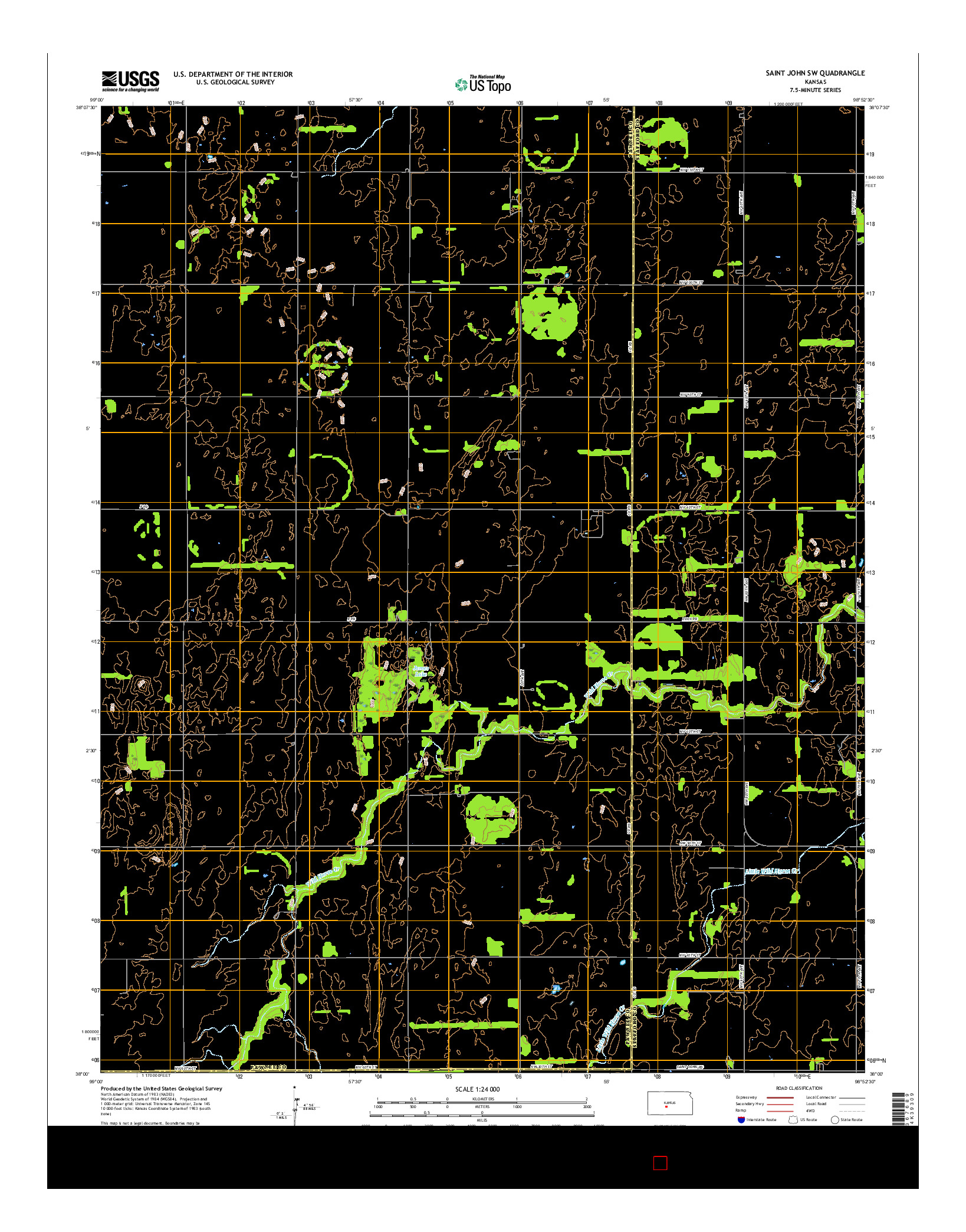 USGS US TOPO 7.5-MINUTE MAP FOR SAINT JOHN SW, KS 2015