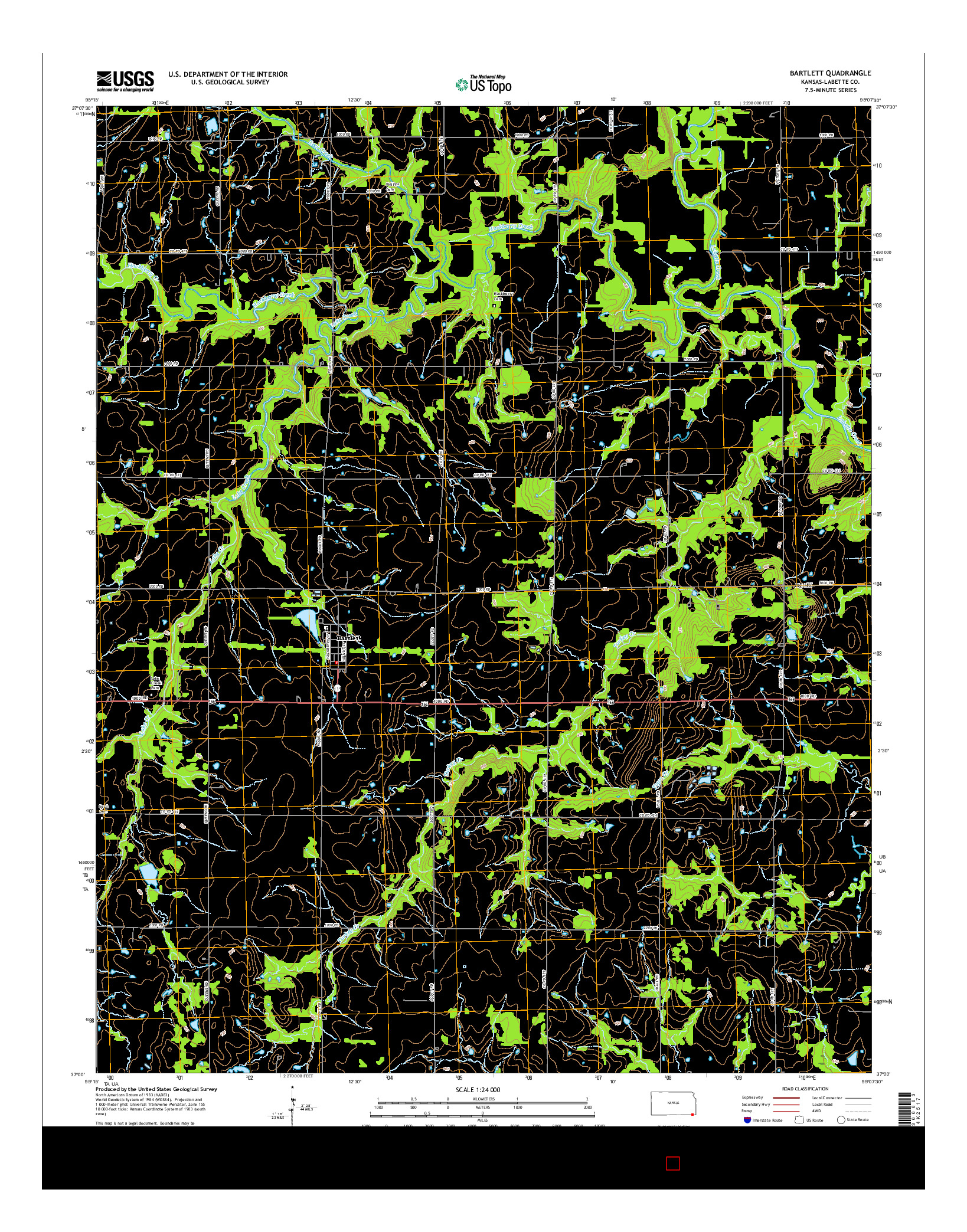 USGS US TOPO 7.5-MINUTE MAP FOR BARTLETT, KS 2015