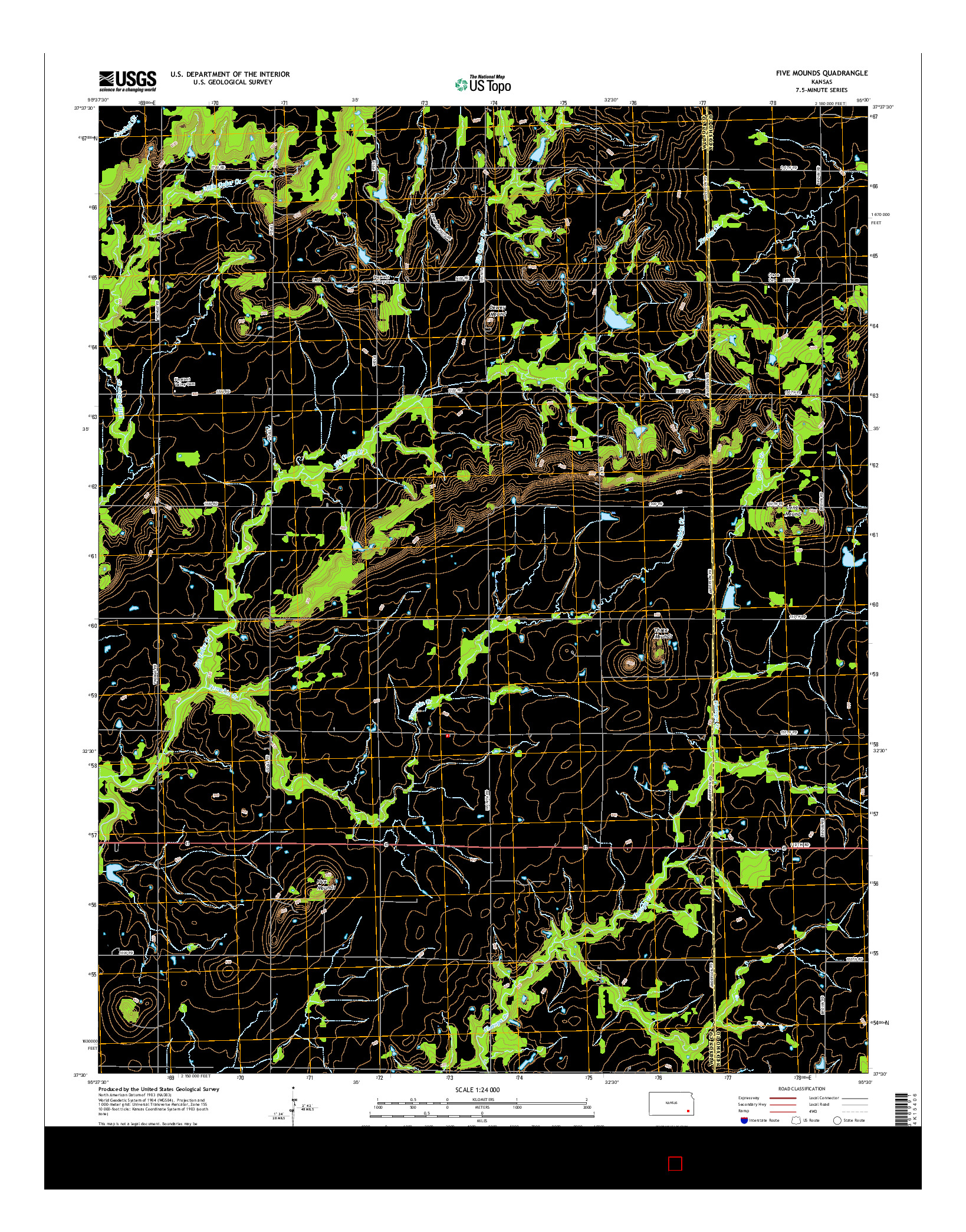 USGS US TOPO 7.5-MINUTE MAP FOR FIVE MOUNDS, KS 2015